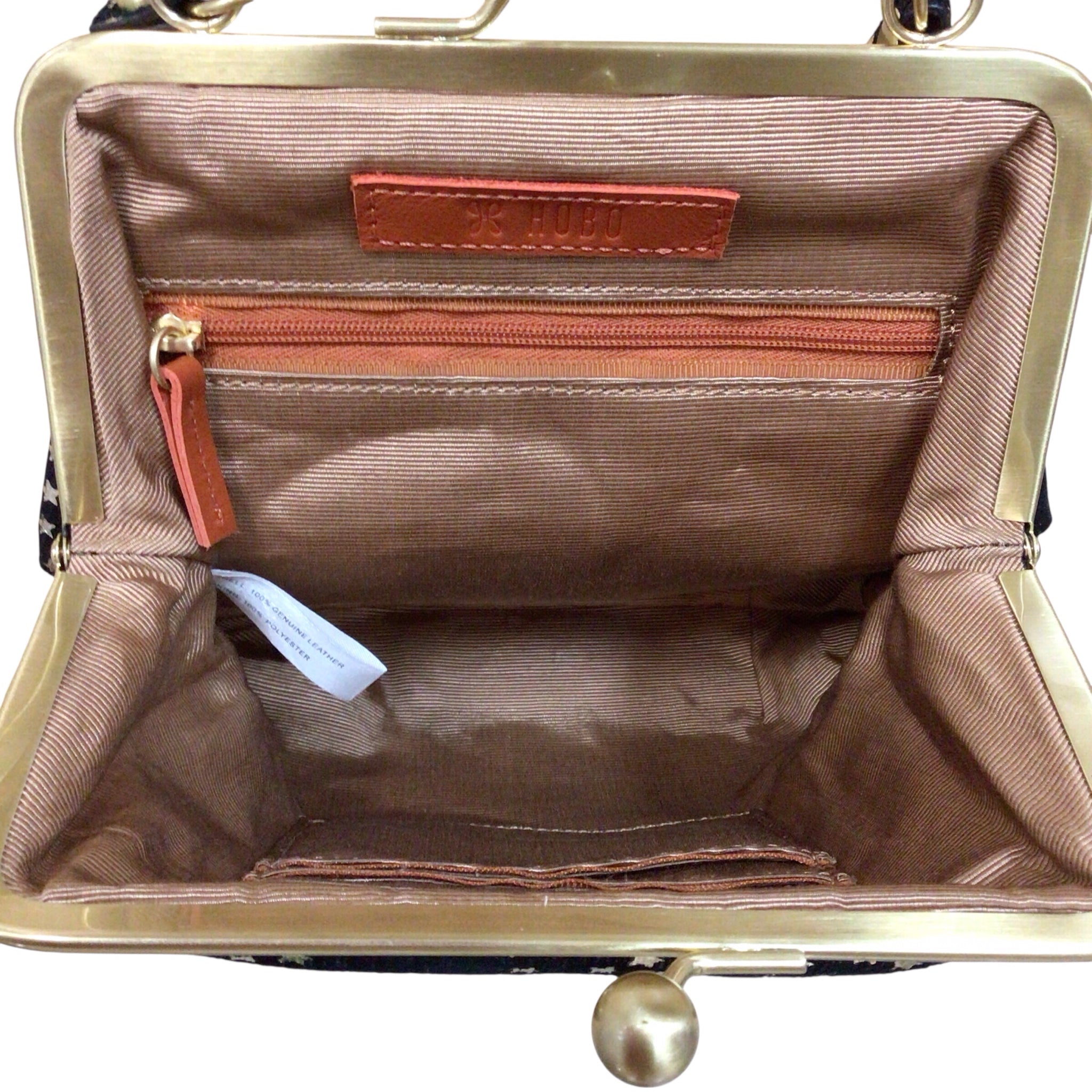 Hobo "Alba" Black & Gold Leather Satchel Crossbody Bag