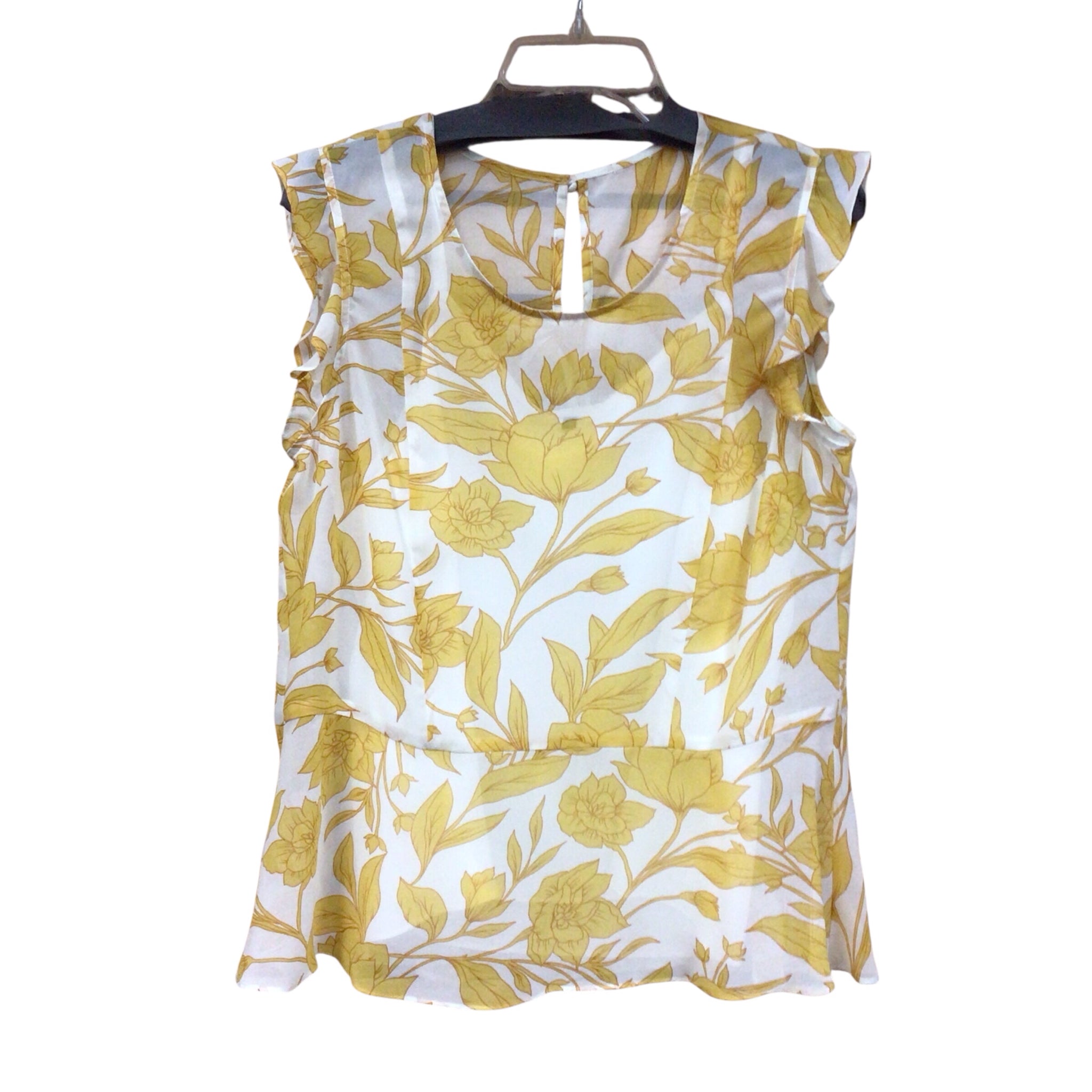 Yellow Floral Sleeveless Top Size Medium