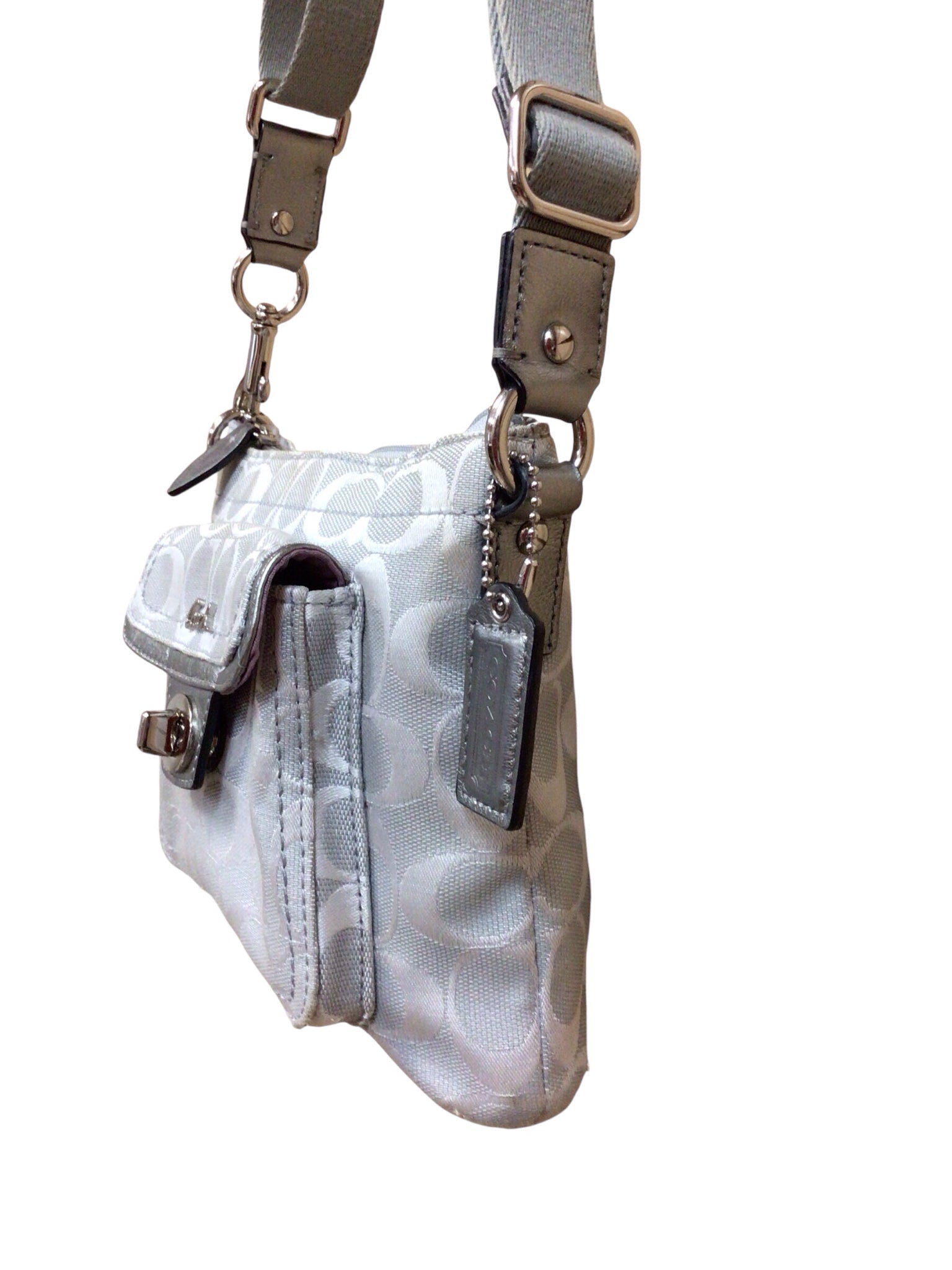 Coach Penelope Signature Turn-Lock Gray Crossbody Bag