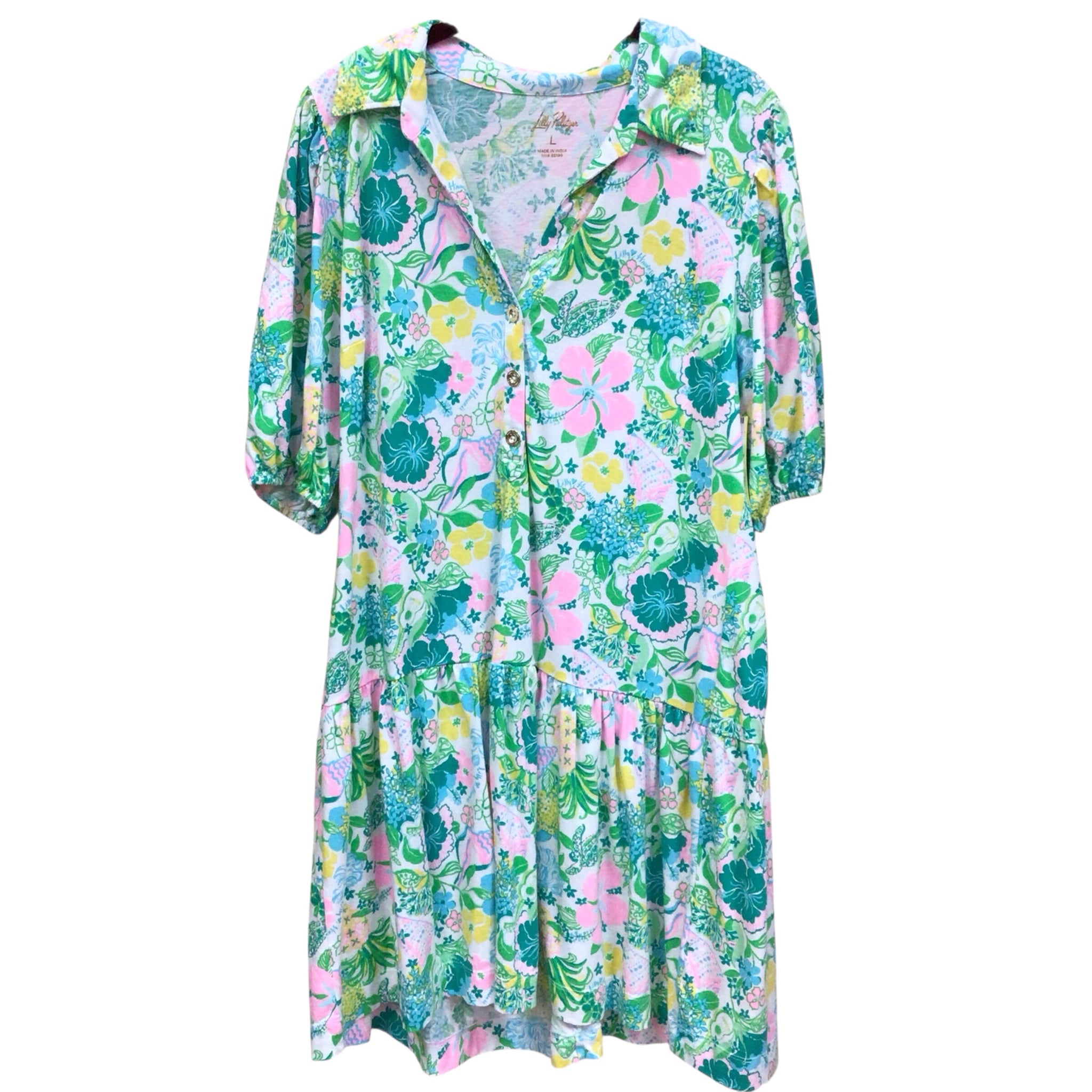 Lilly Pulitzer "Bingley Multi Hawaii Destination" 3/4 Sleeve Dress