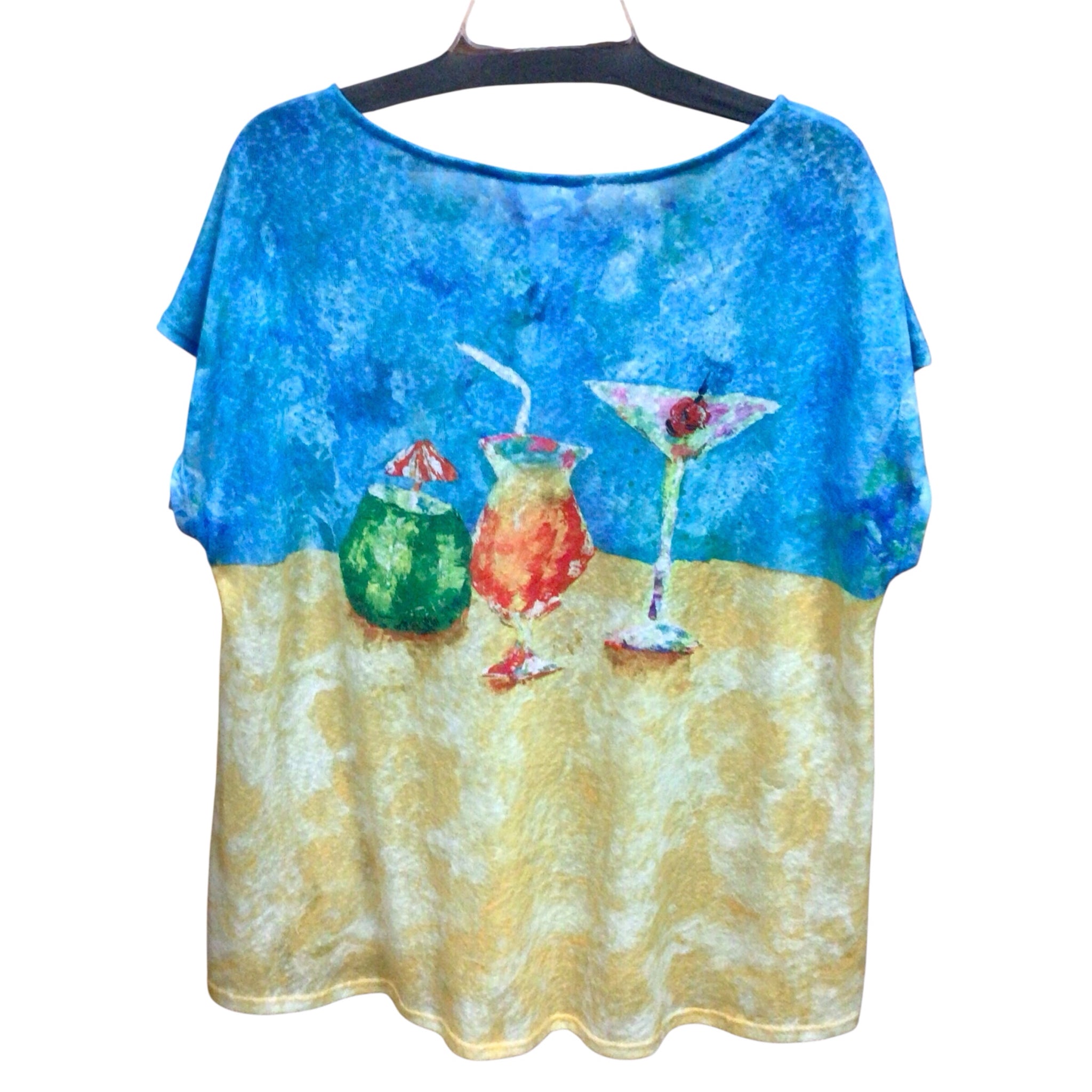 Art & Sol Island Drinks Short Sleeve Top Size XL