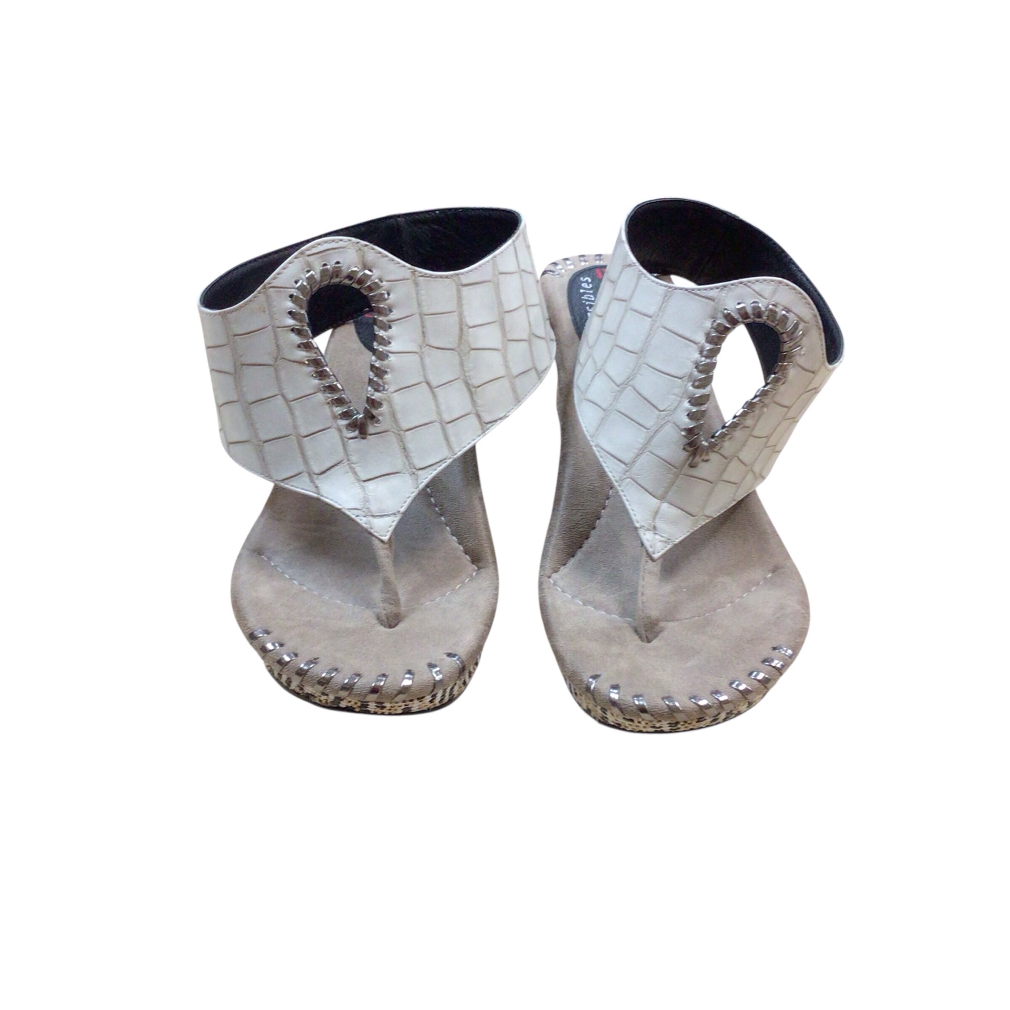 Modzori Reversibles Lucia 5 - Stone flips to Black Wedge Sandals Size 8