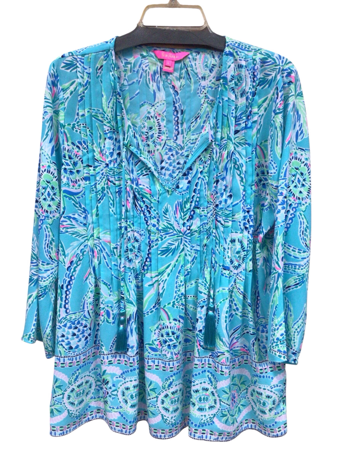 Lilly Pulitzer "Marlina" 3/4 Sleeve Tunic "Turtle Season" Size Large