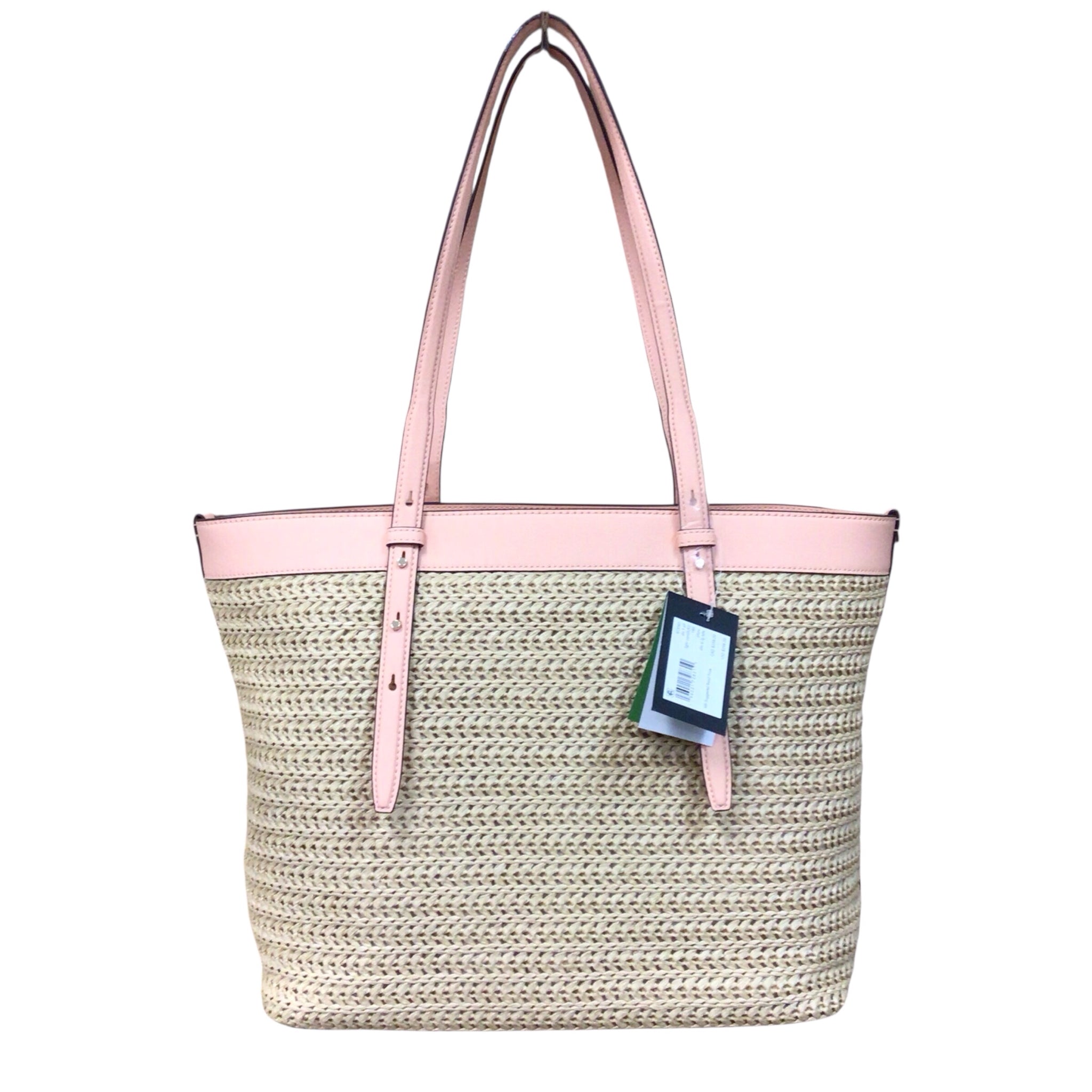 Kate Spade Straw Tote Bag w/ Pink Leather Trim