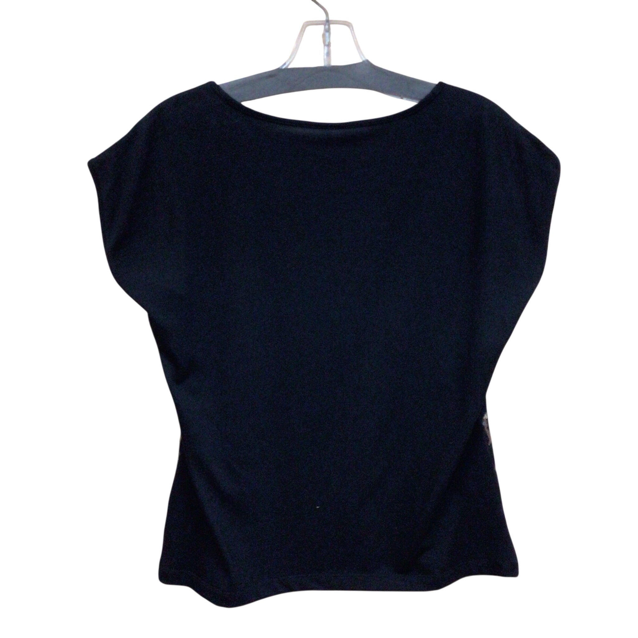 Ruby Rd. Black & Silver Sequin Short Sleeve Top Size Petite Small