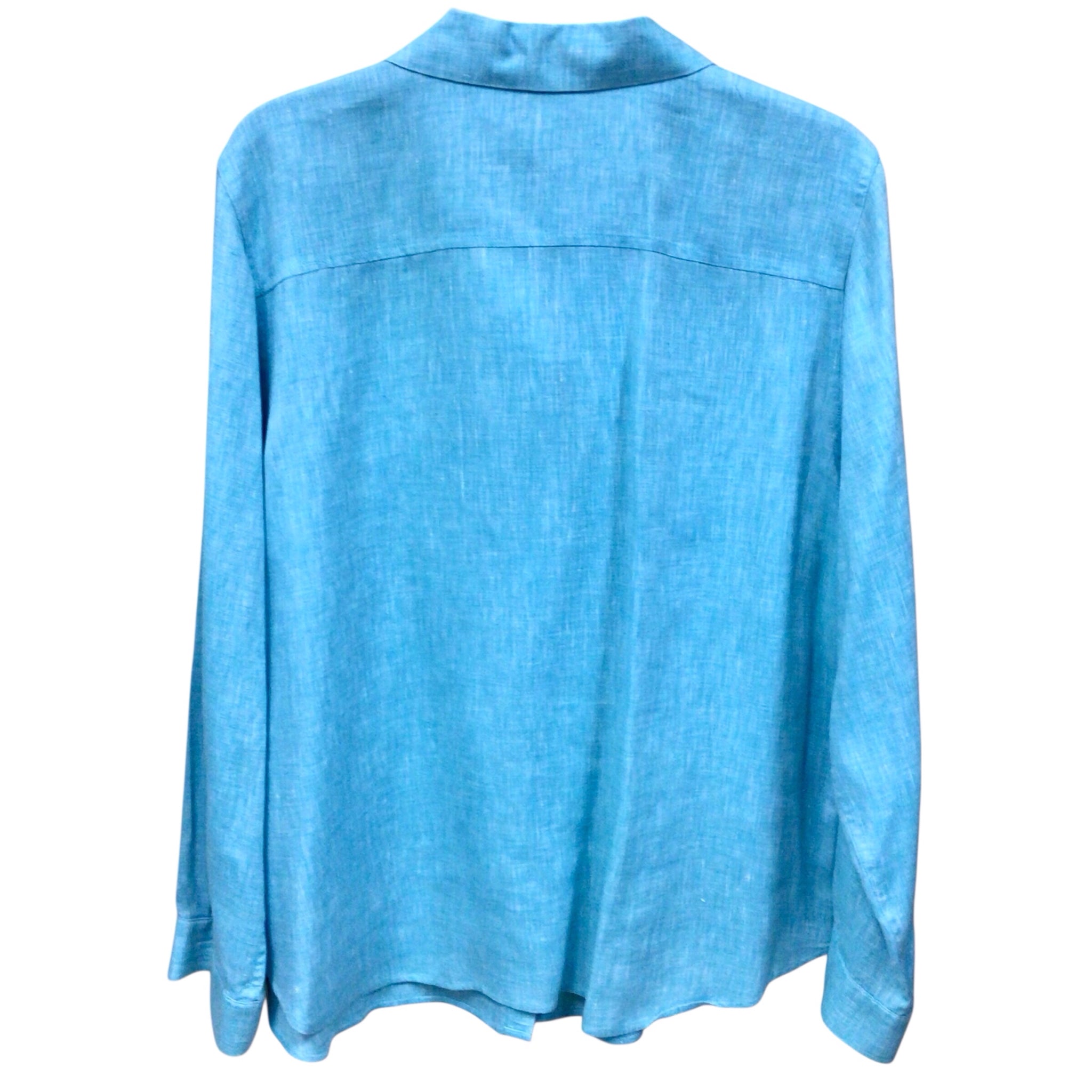 Chico's Teal Blue Long Sleeve Button Up Top Size Large