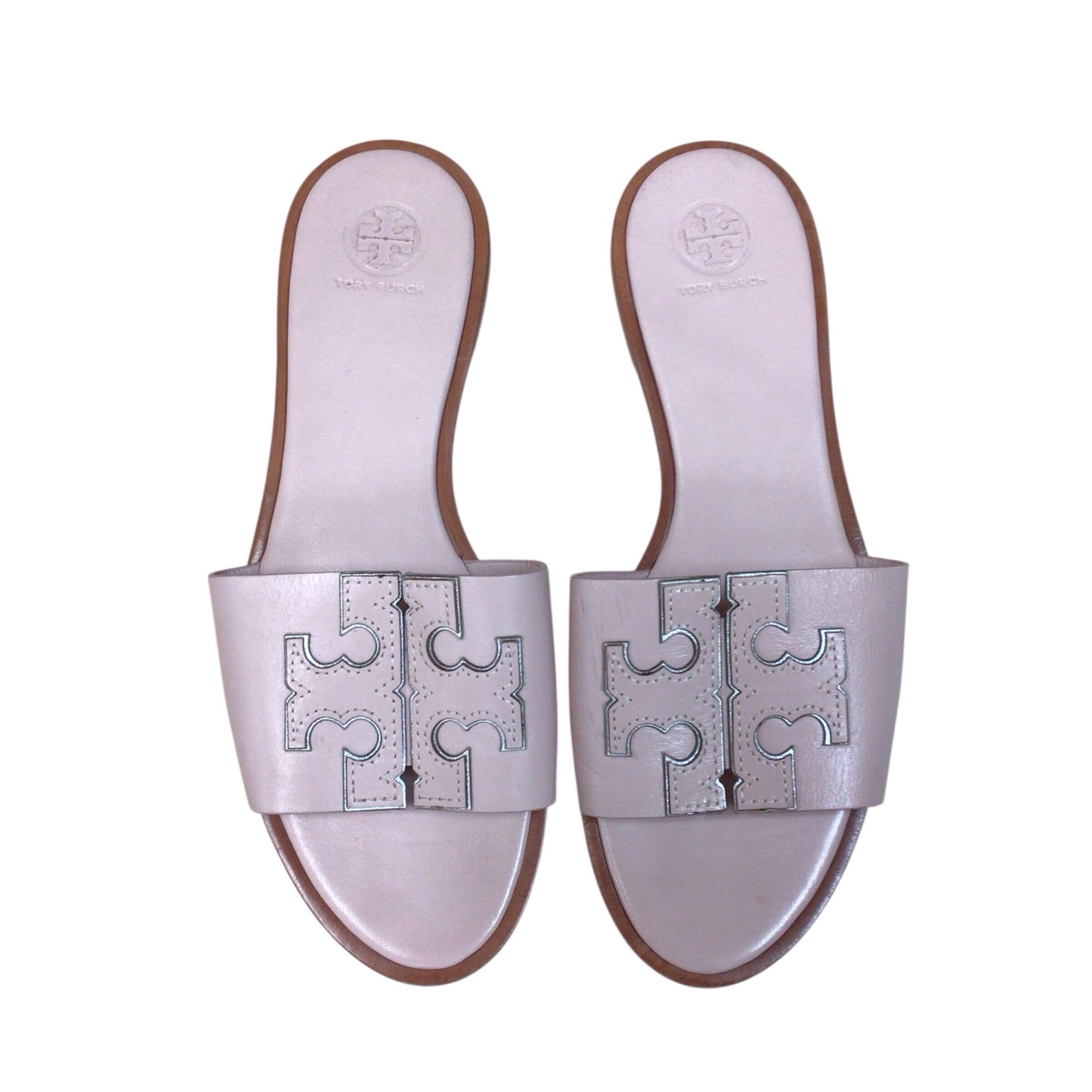 Tory Burch "Ines" Logo Slide Sandals Size 8.5