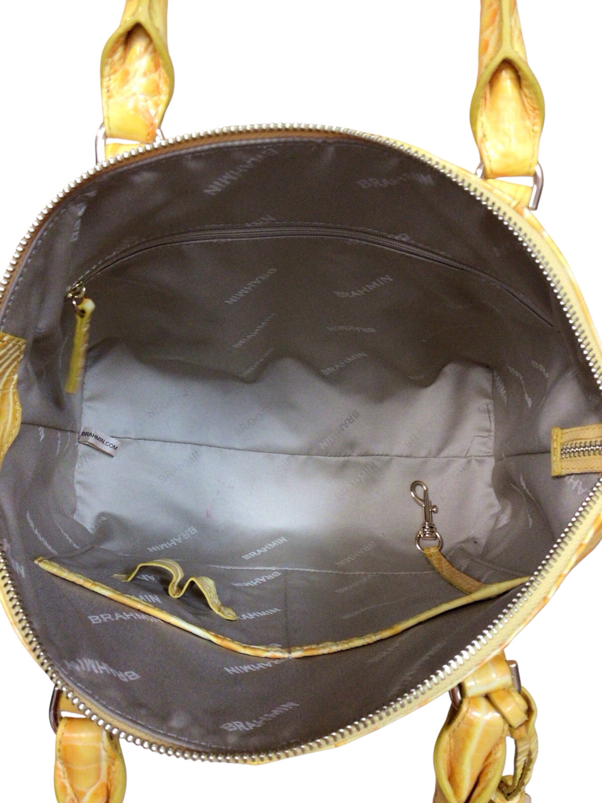 Brahmin Large "Duxbury" Yellow Croc-Emobssed Leather Satchel Crossbody Bag