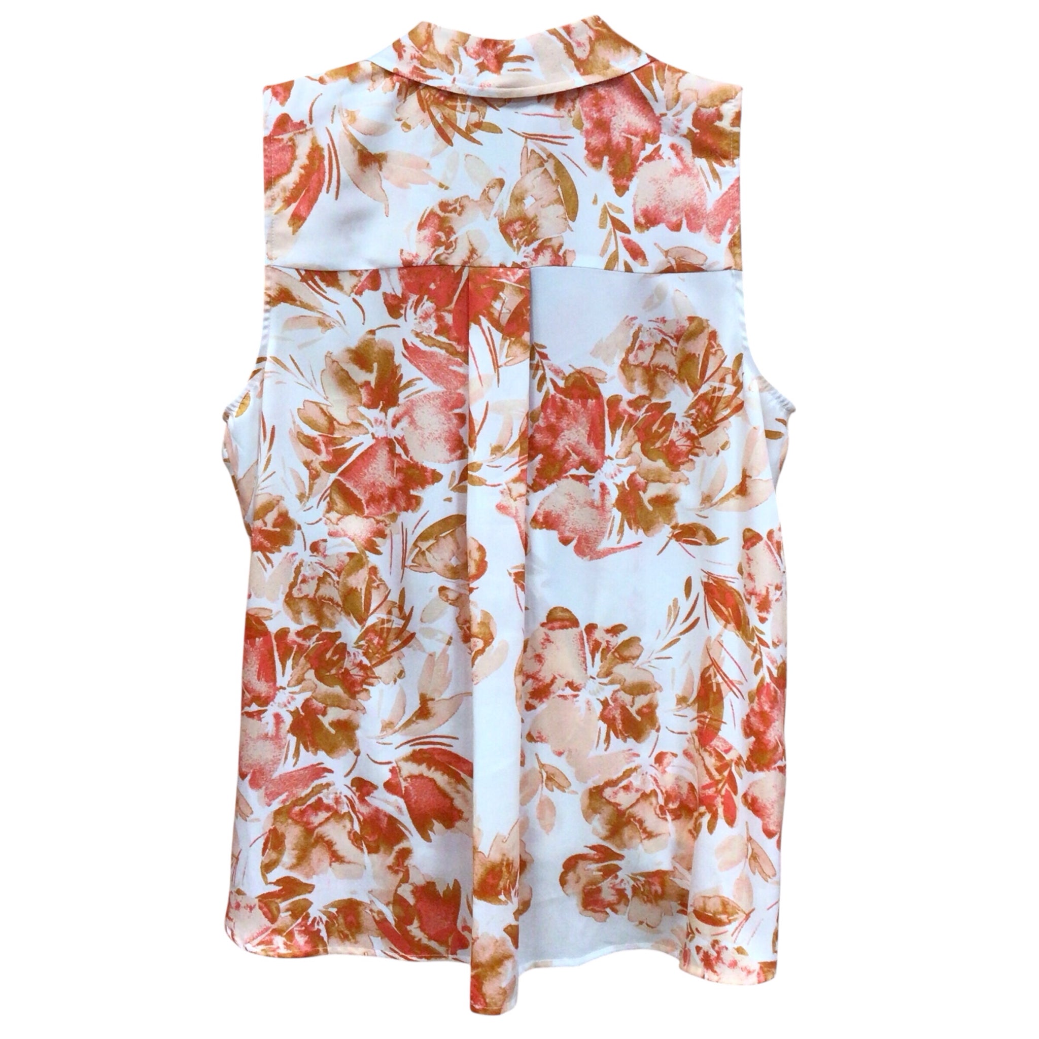 Rafaella Orange Floral Sleeveless Top Size Medium