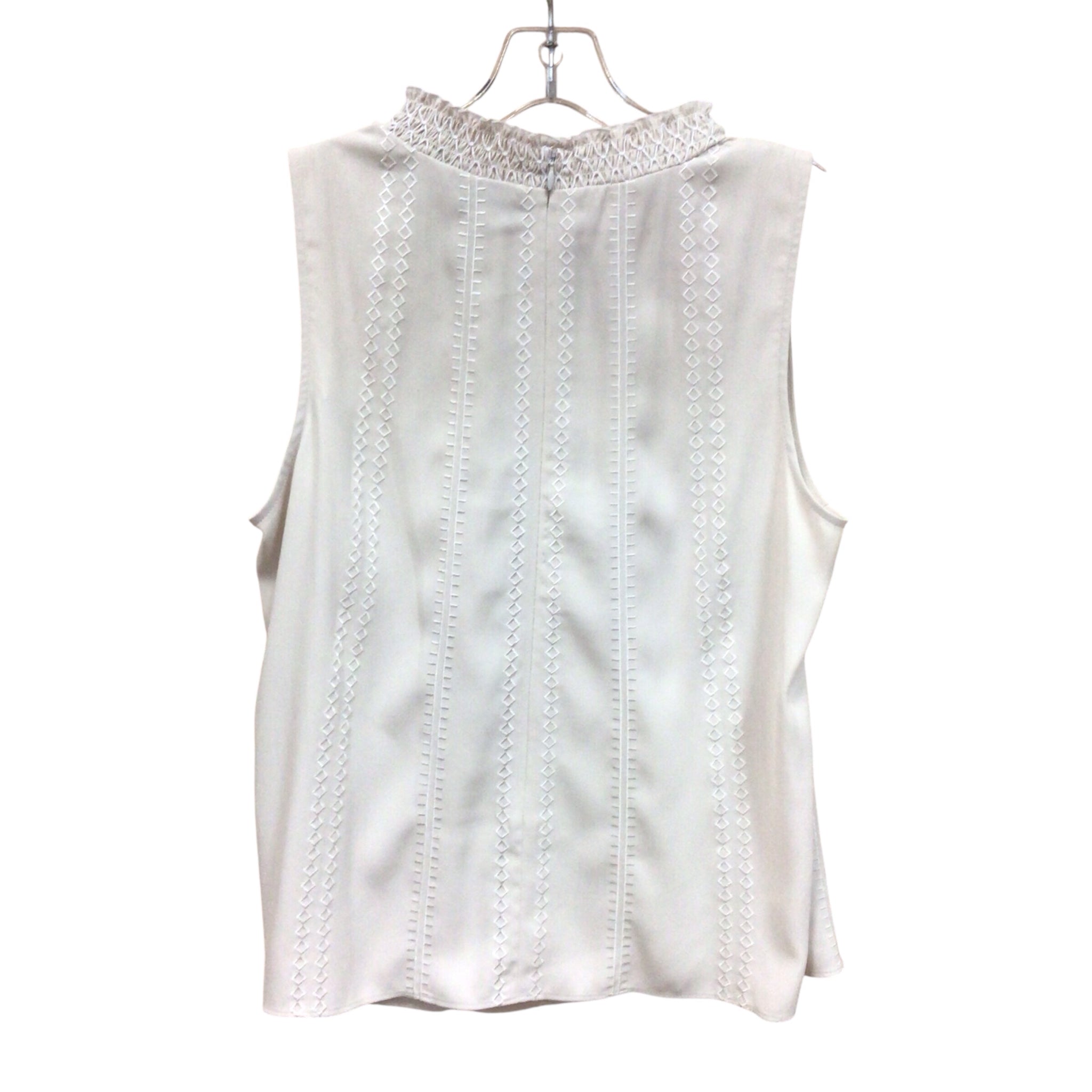 White House Black Market Tan Sleeveless Embroidered Top Size Medium