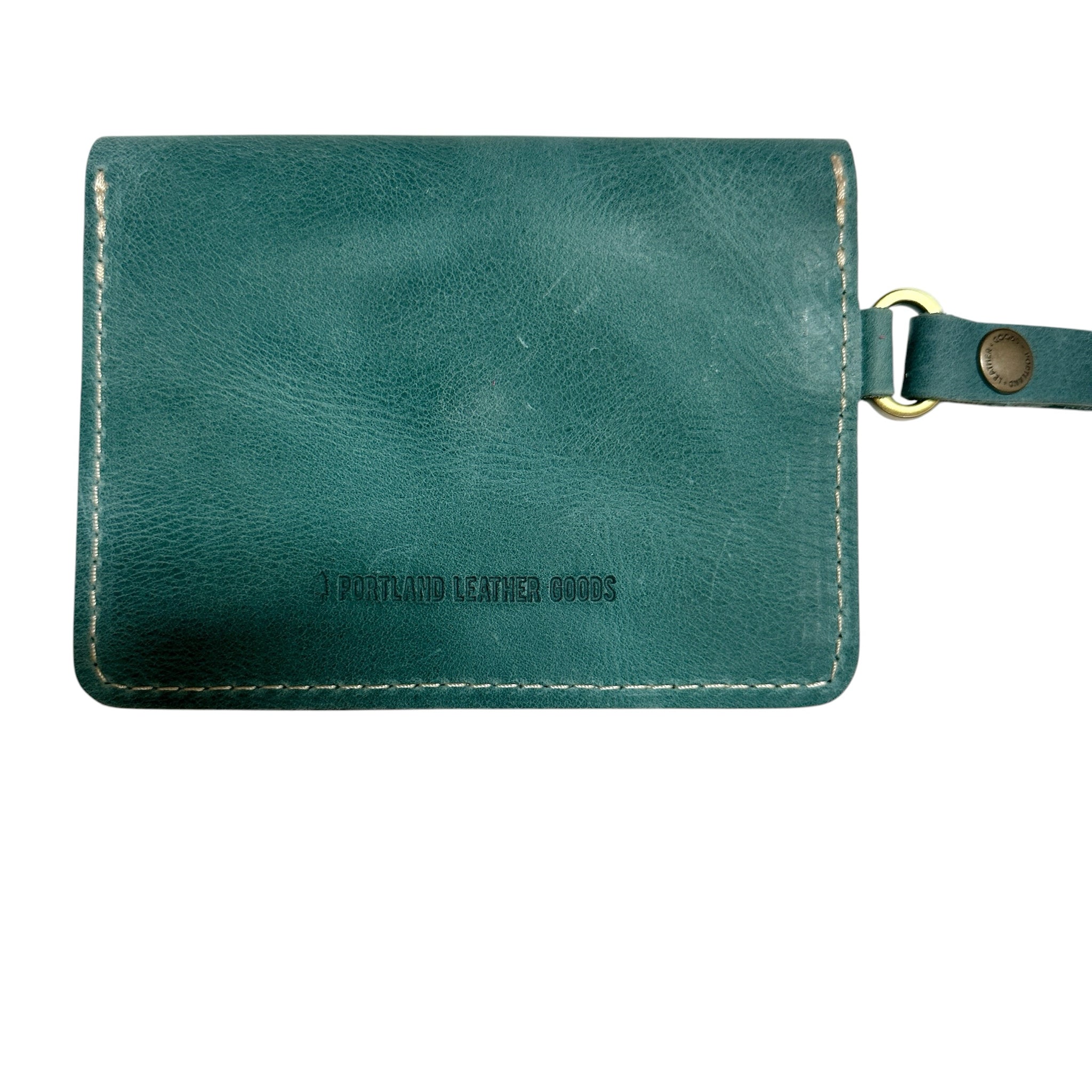 Portland Leather Distressed Aqua Passport Wallet Wristlet