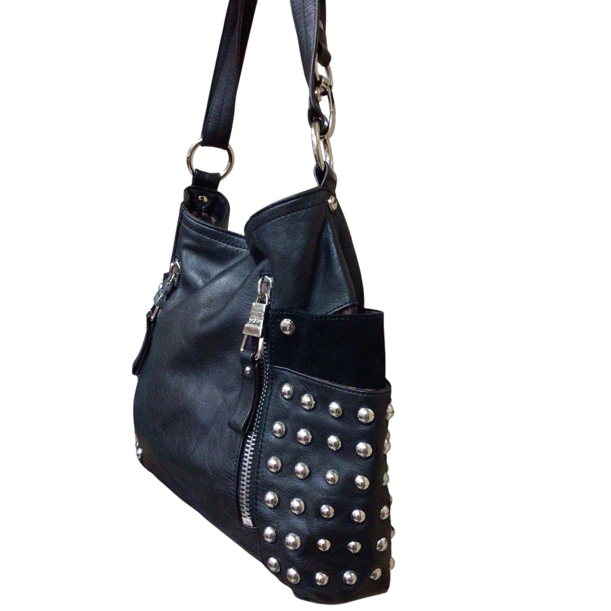 B Makowsky Black Leather Shoulder Bag