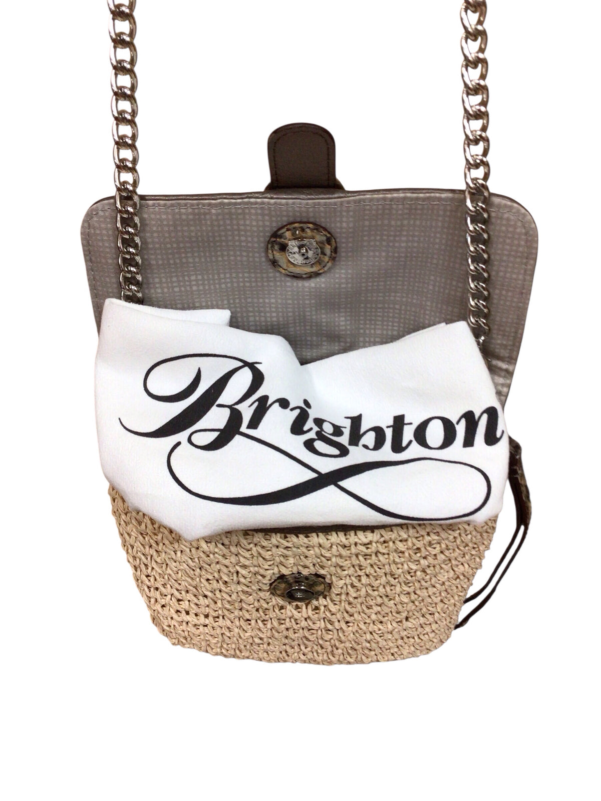 Brighton Mini Straw & Leather Wristlet Crossbody Bag