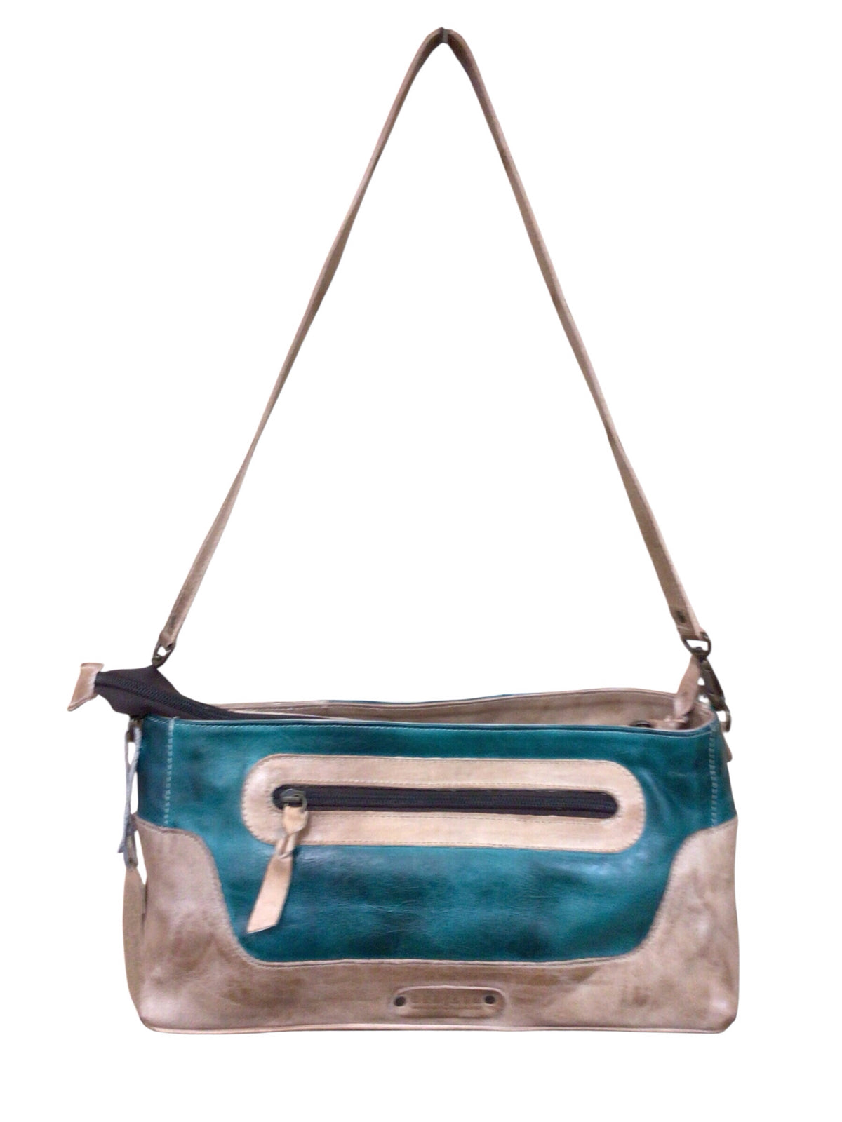 Bed Stu "Hyperbolic" Oats Arctic Teal Rustic Embroidered Shoulder Bag