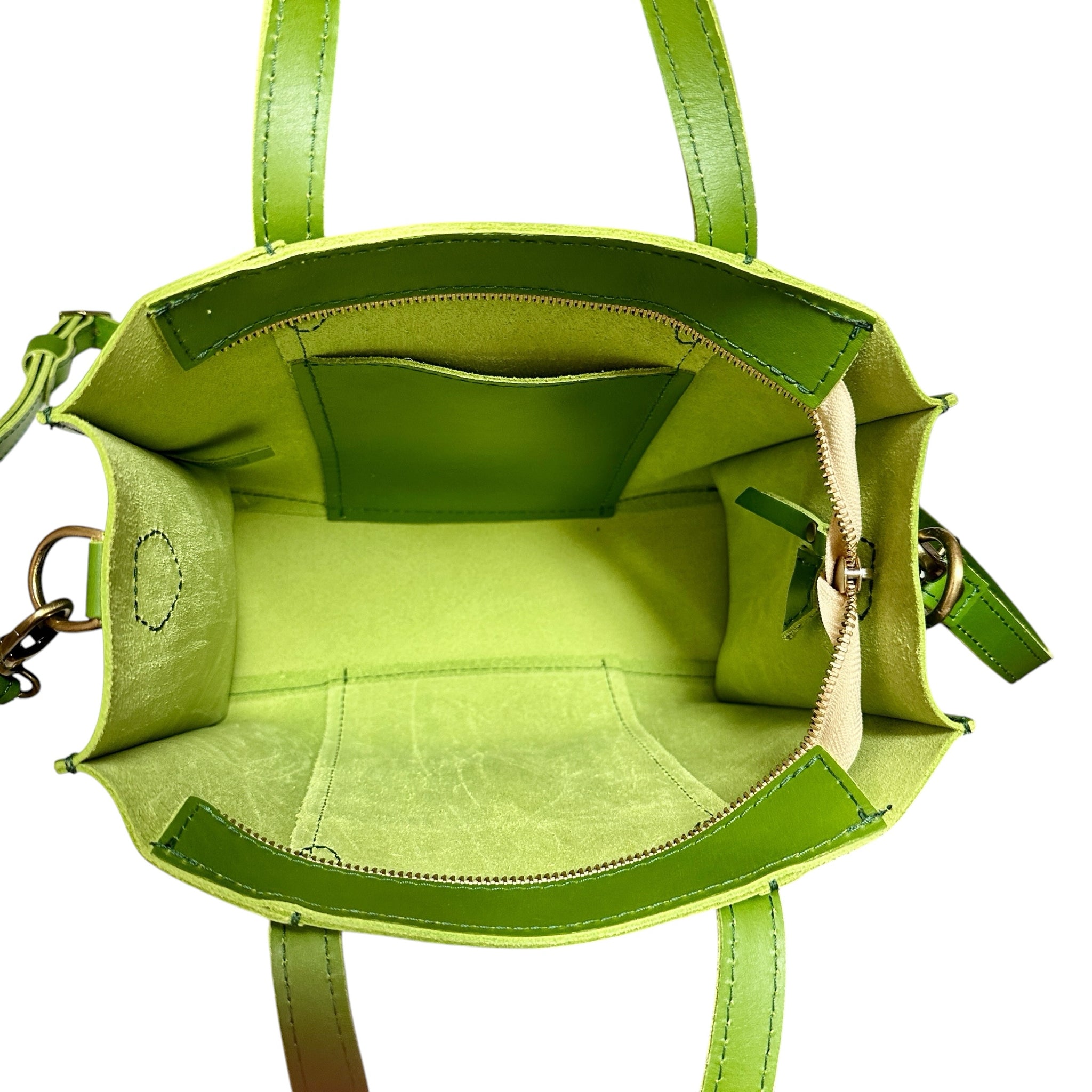 Portland Leather Green Lola Crossbody Zipper Tote Bag