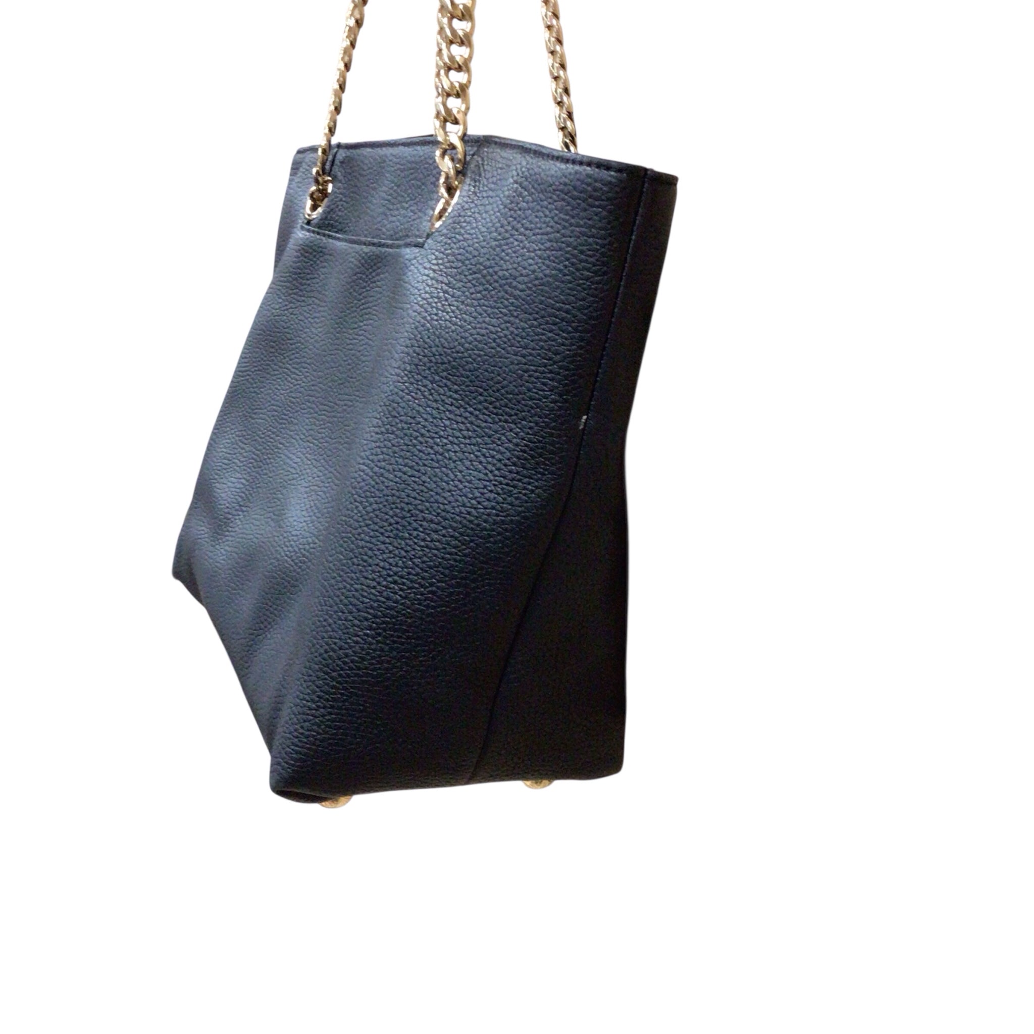 Michael Kors Black Pebbled Leather & Gold Chain Shoulder Bag