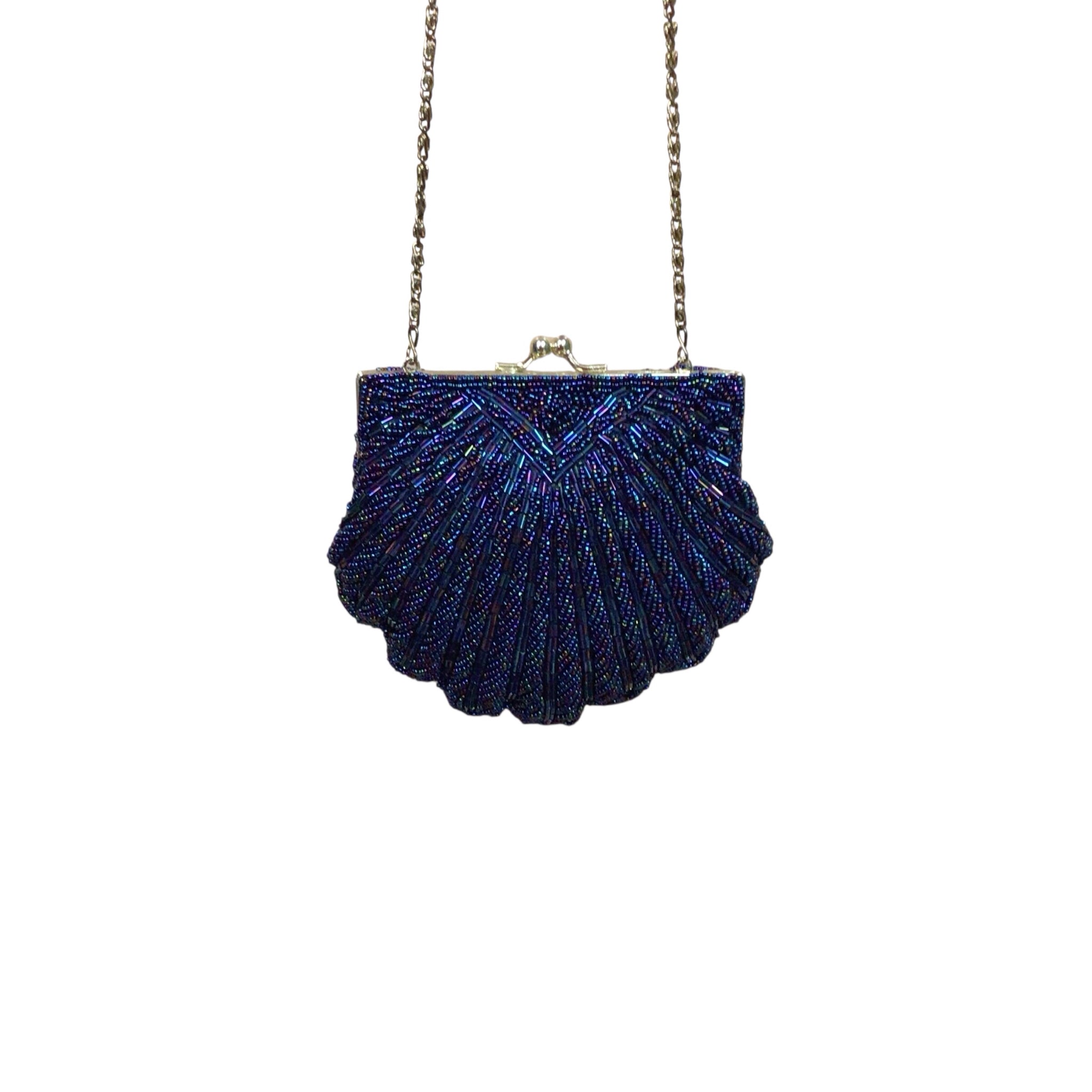 La Regale Purple Beaded Shell Crossbody