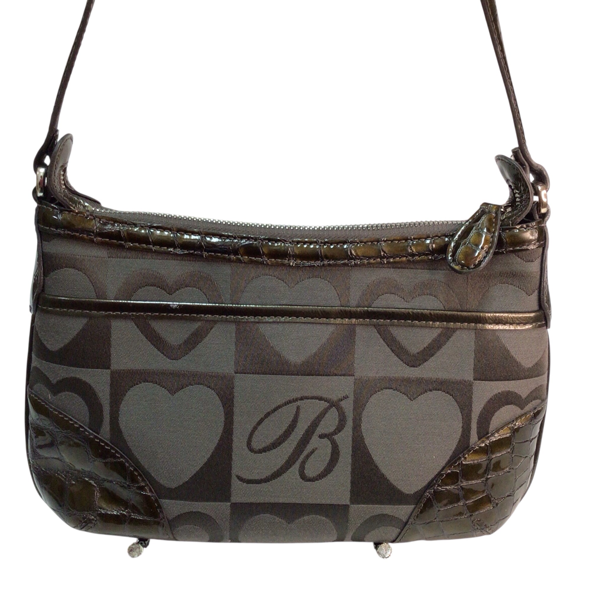 Brighton Leather and Canvas Hearts Handbag
