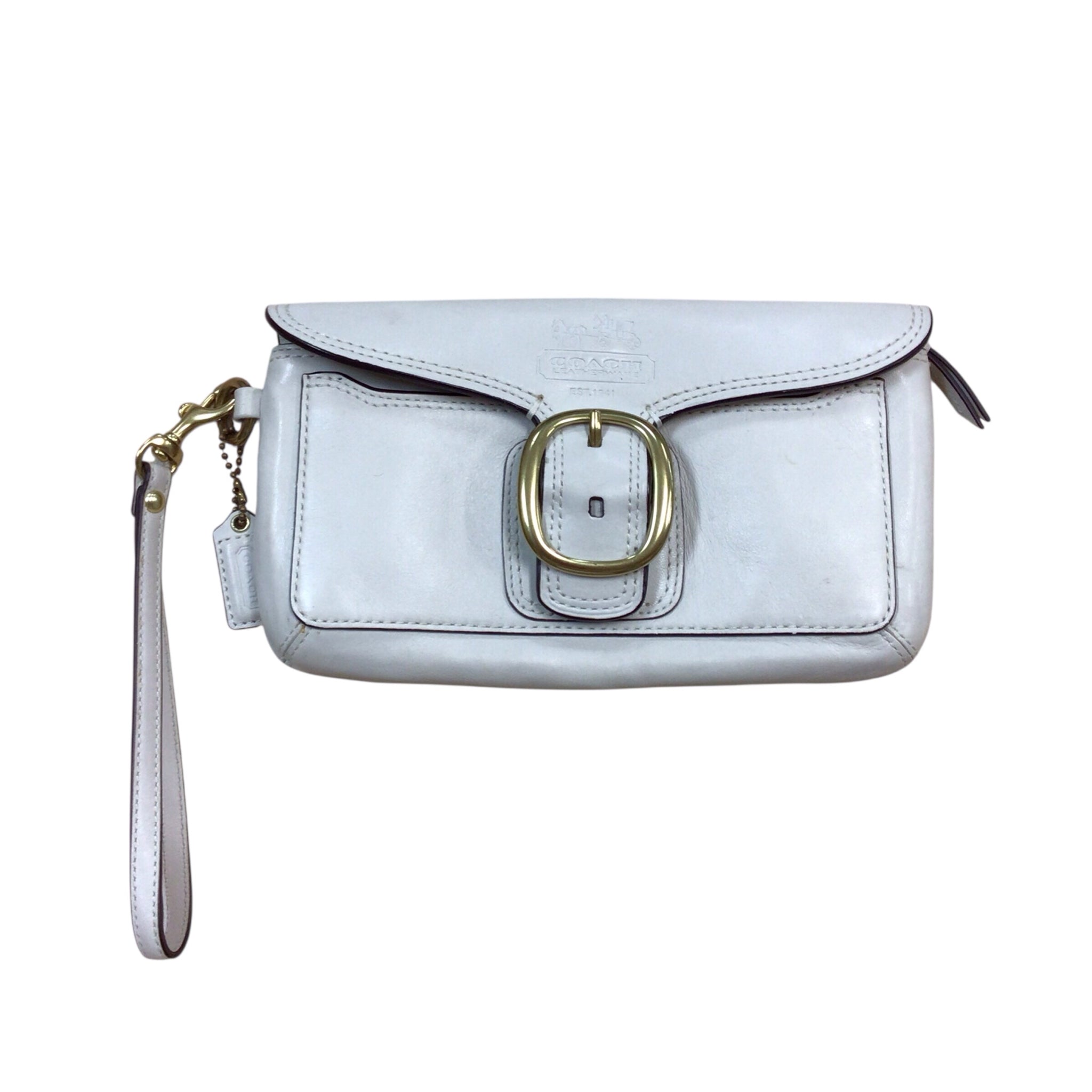 Coach White Bleecker Buckle Wristlet