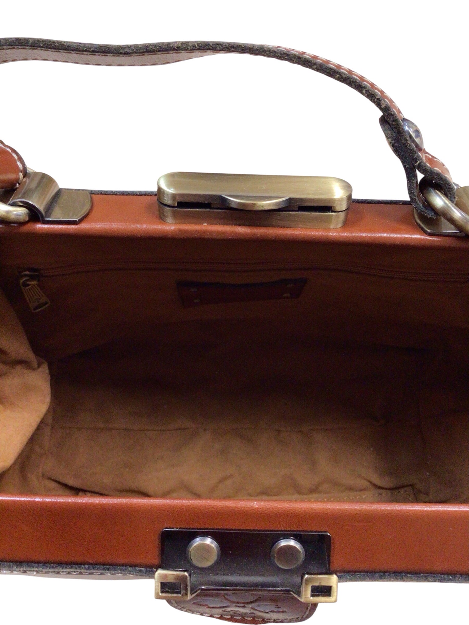 Patricia Nash "Gracchi" Brown Leather Satchel Crossbody Bag
