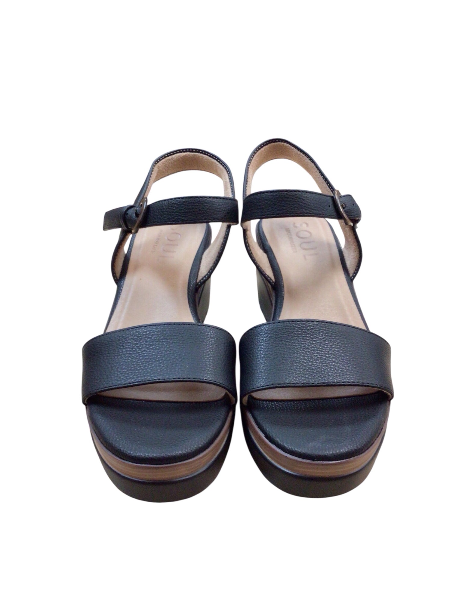 Naturalizer Soul Graciela Black Wedge Sandals Size 7.5