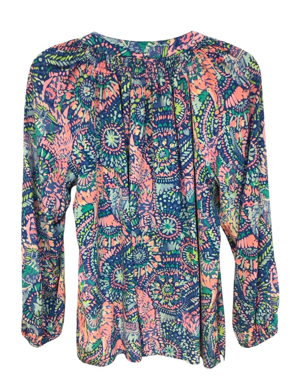 Lilly Pulitzer "Elsa" 100% Silk Paisley Print Long Sleeve Top Size Medium