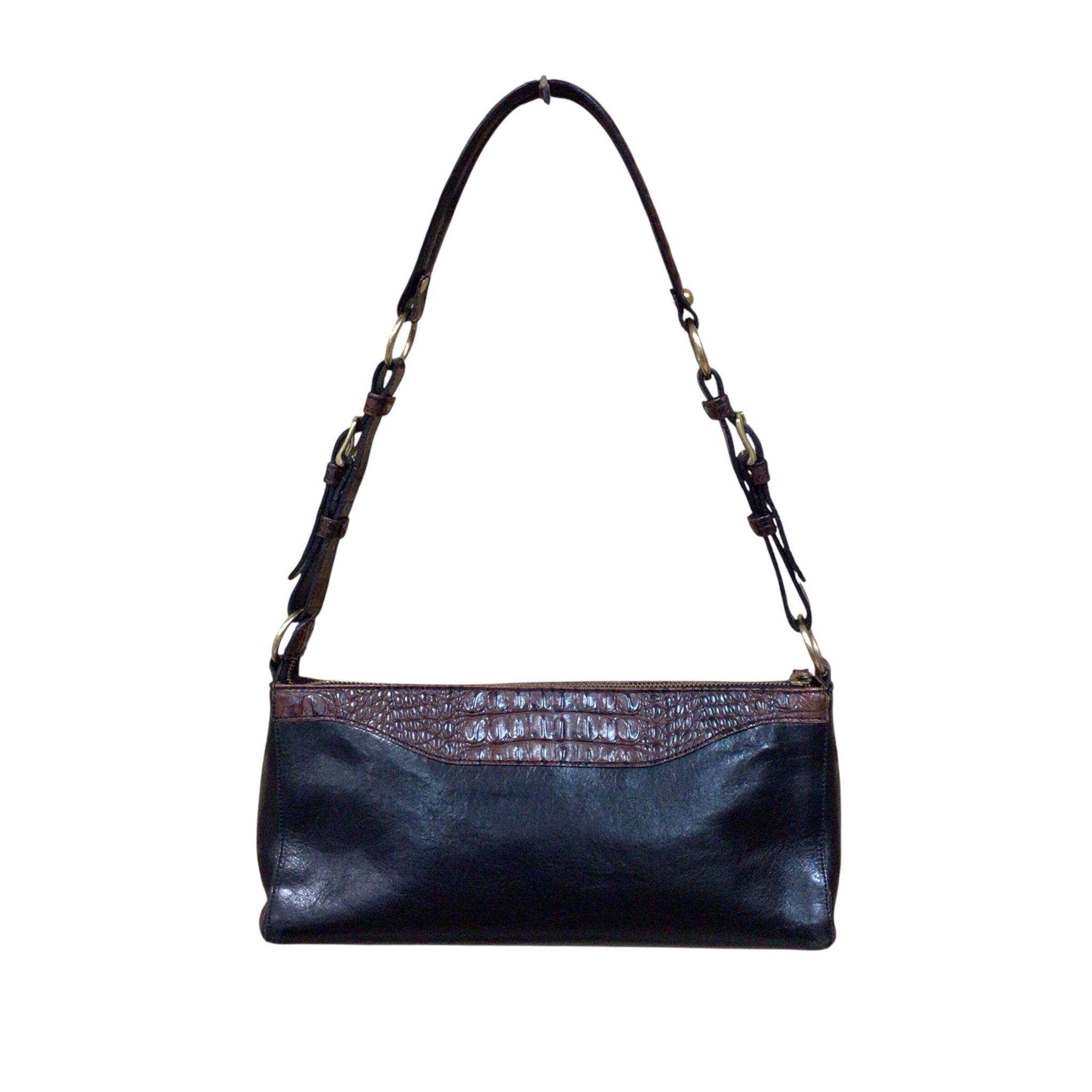 Brahmin "Marcy" Black & Brown Leather Shoulder Bag