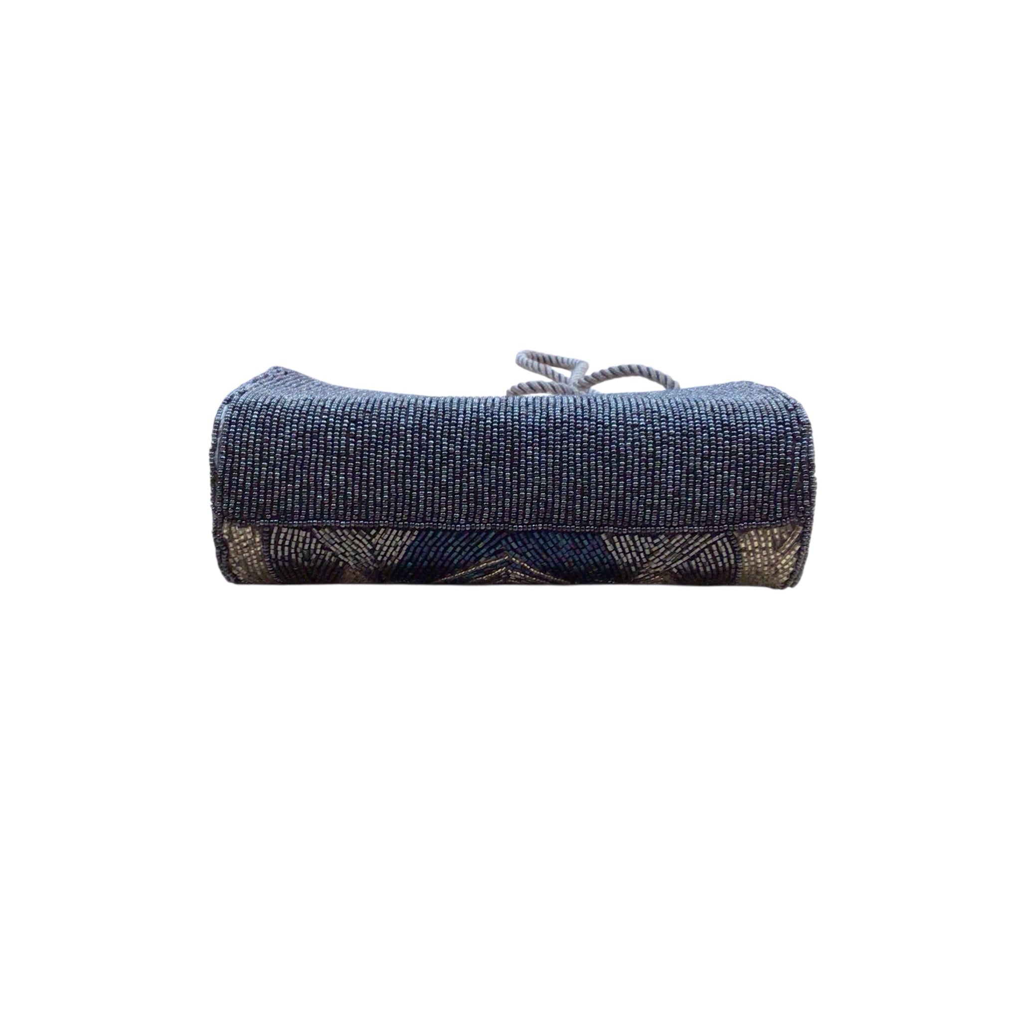 La Regale Blue Beaded Crossbody Bag