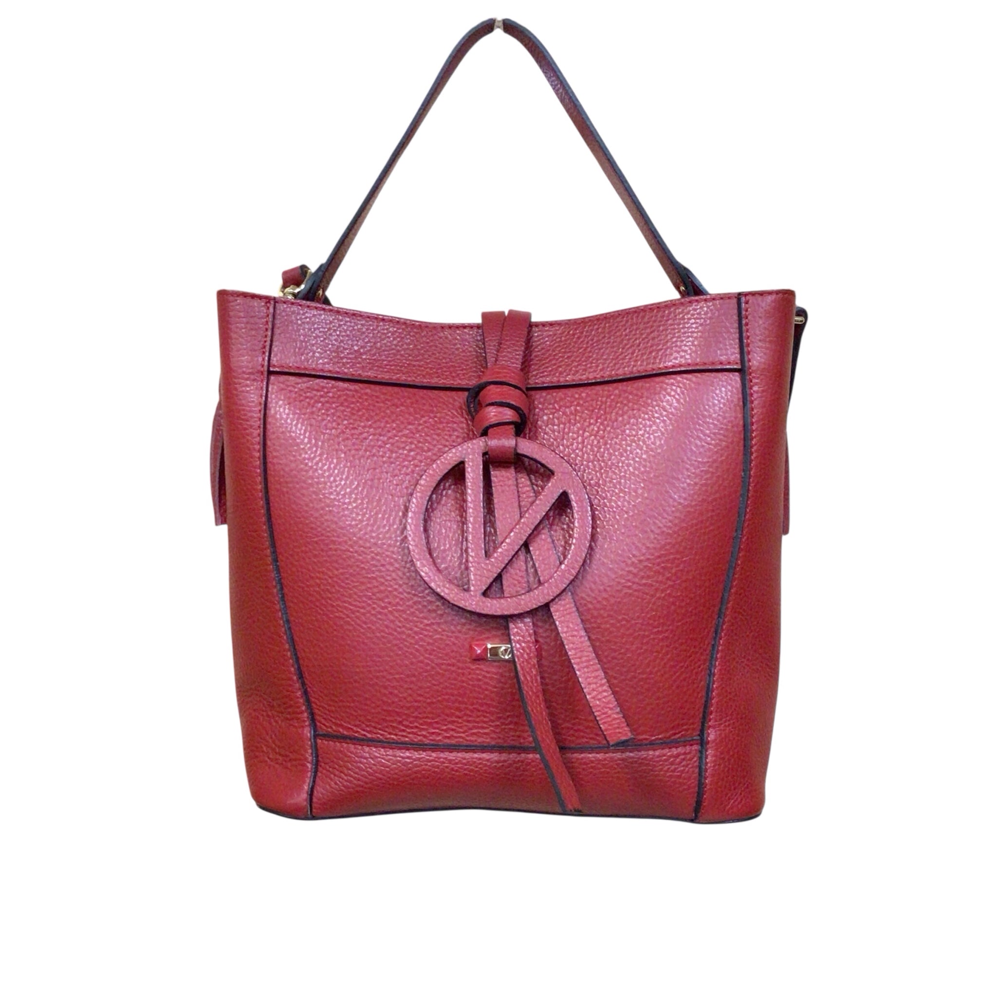 Mario Valentino "Callie" Red Italian Pebbled Leather Shoulder Crossbody Bag