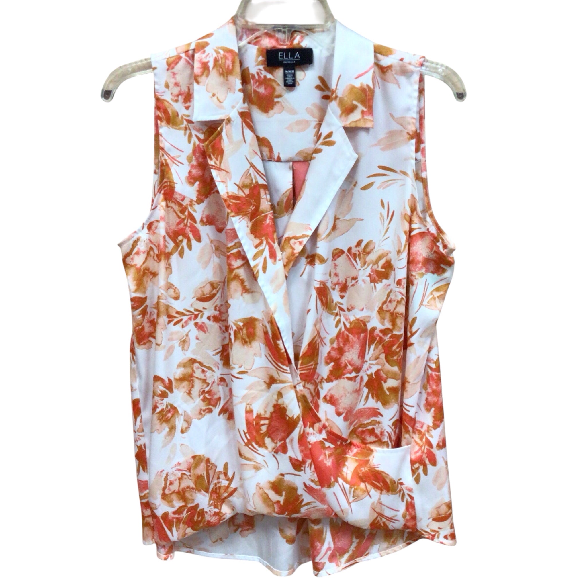 Rafaella Orange Floral Sleeveless Top Size Medium