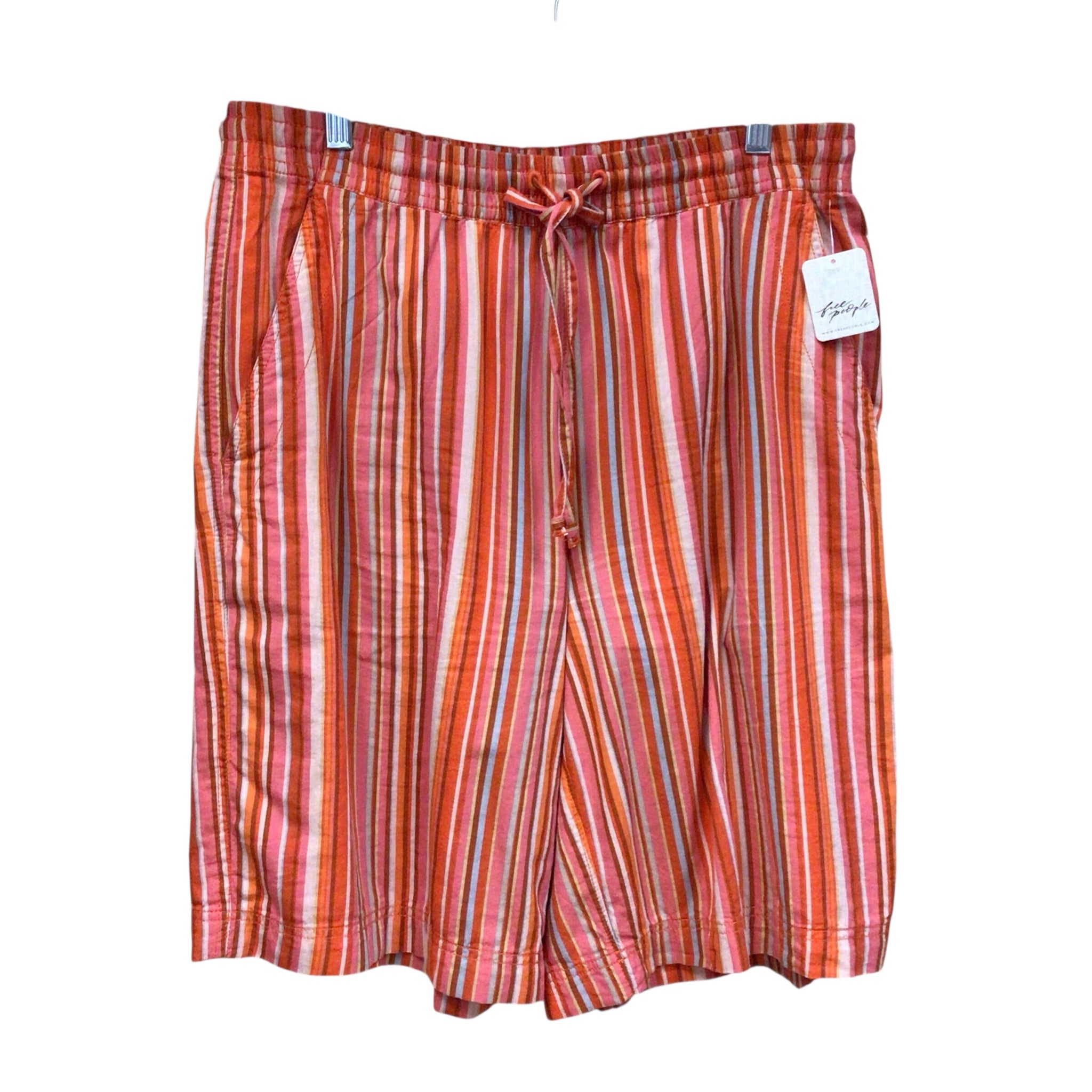 Free People Orange Striped Shorts Size Medium NWT
