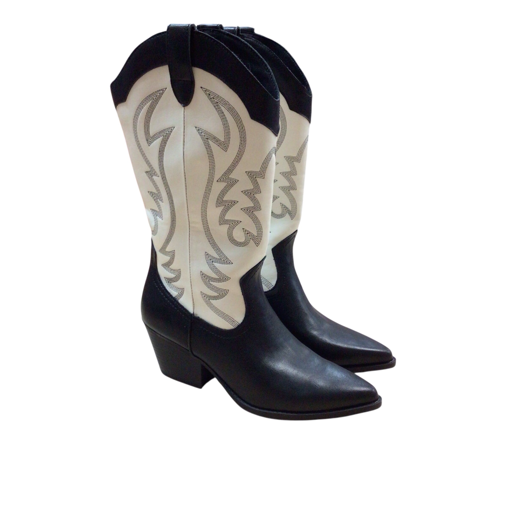 Indigo Road Color Block Black & White Cowboy Boots Shoe Size 8.5