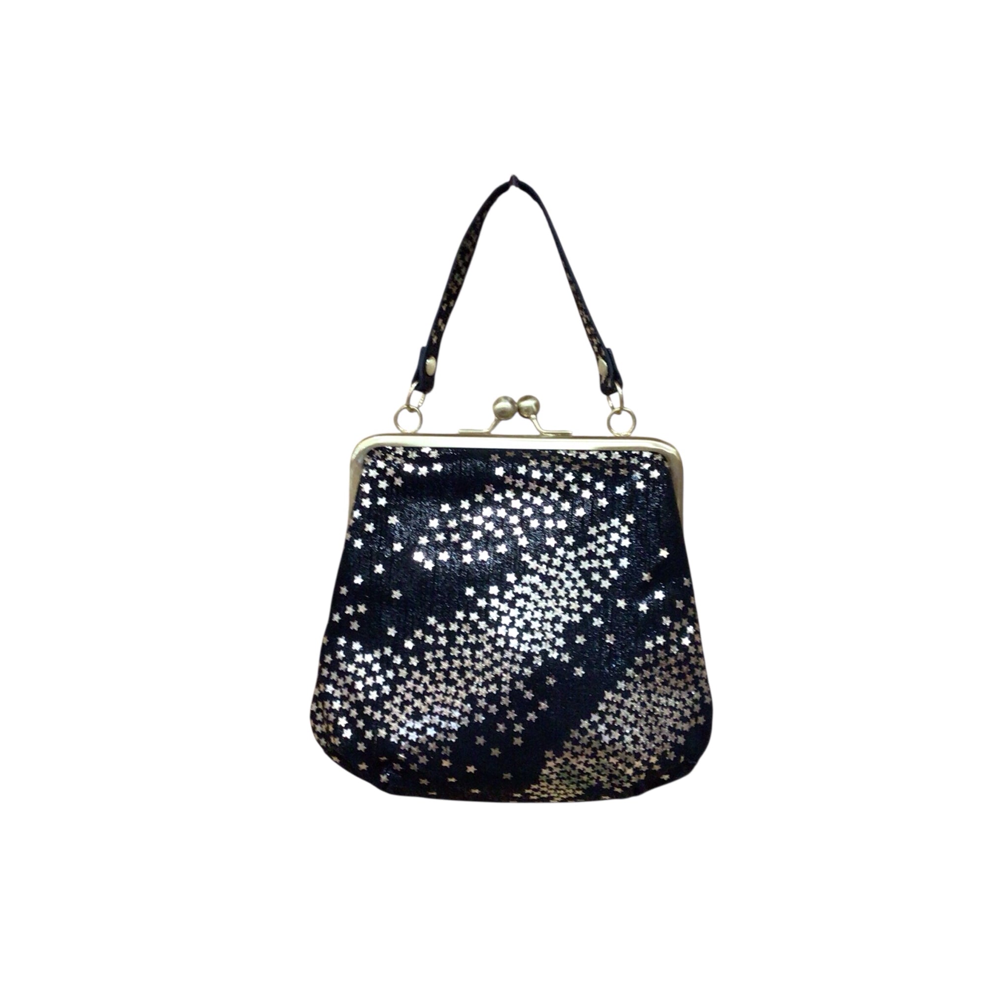 Hobo "Alba" Black & Gold Leather Satchel Crossbody Bag