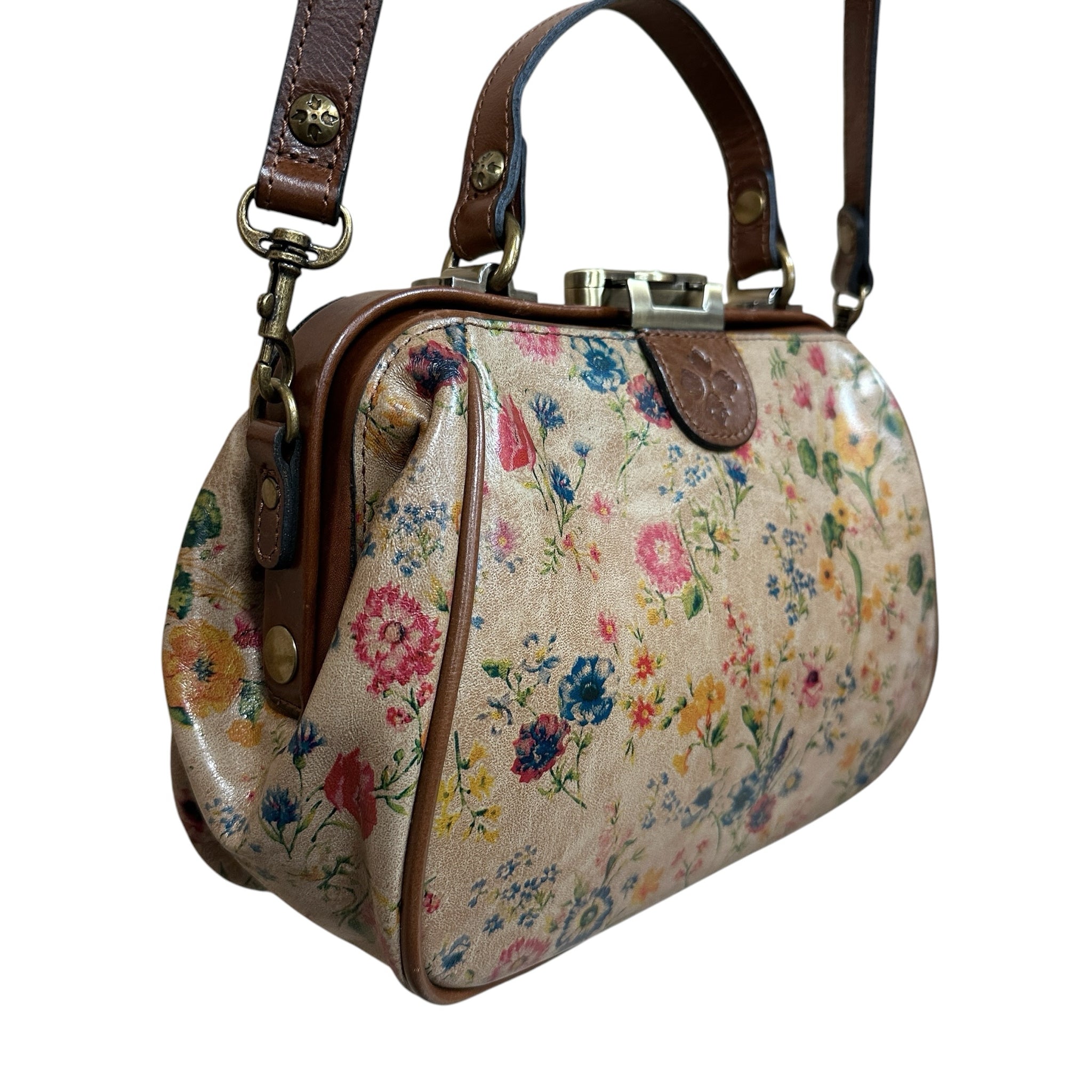 Patricia Nash "Gracchi" Prairie Rose Leather Satchel Crossbody Bag