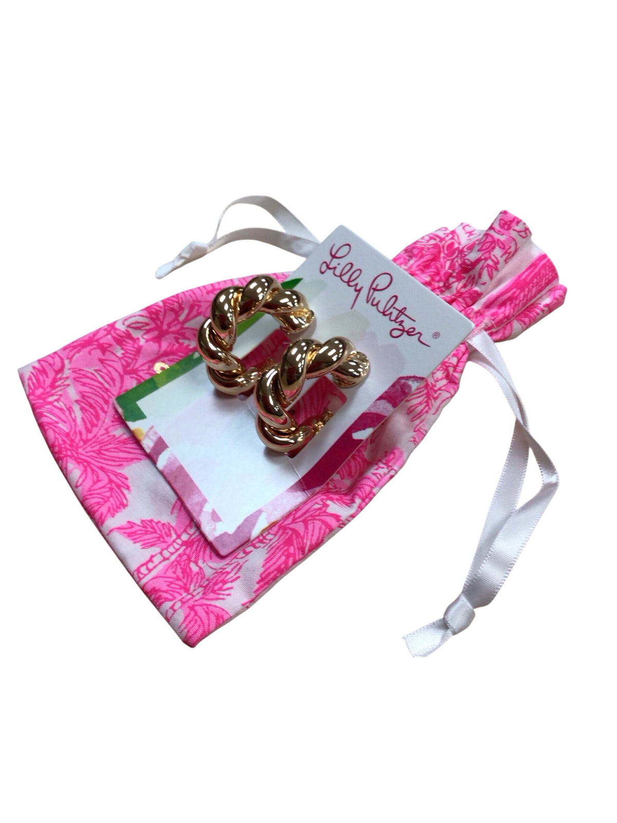 Lilly Pulitzer "Island Escape" Gold Braided Hoop Earrings NWT