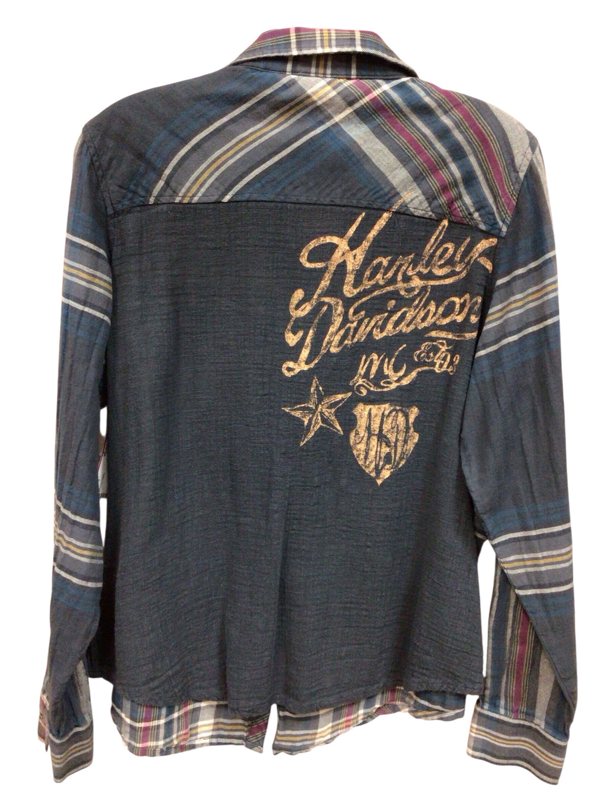 Harley Davidson Plaid Button Down Long Sleeve Top Size Large