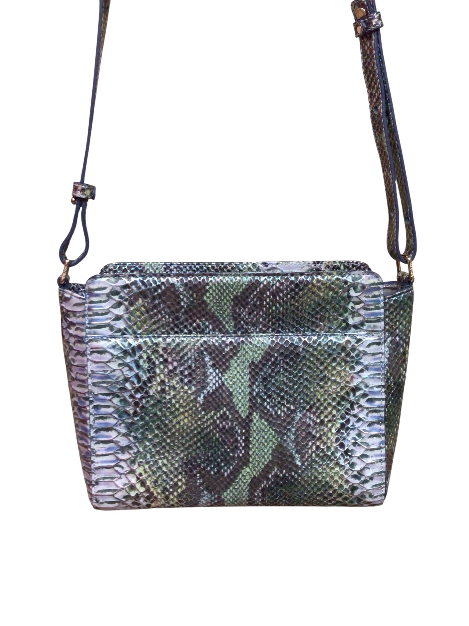 Brahmin "Carrie" Moonstone Seville Iridescent Snake Print Crossbody Bag