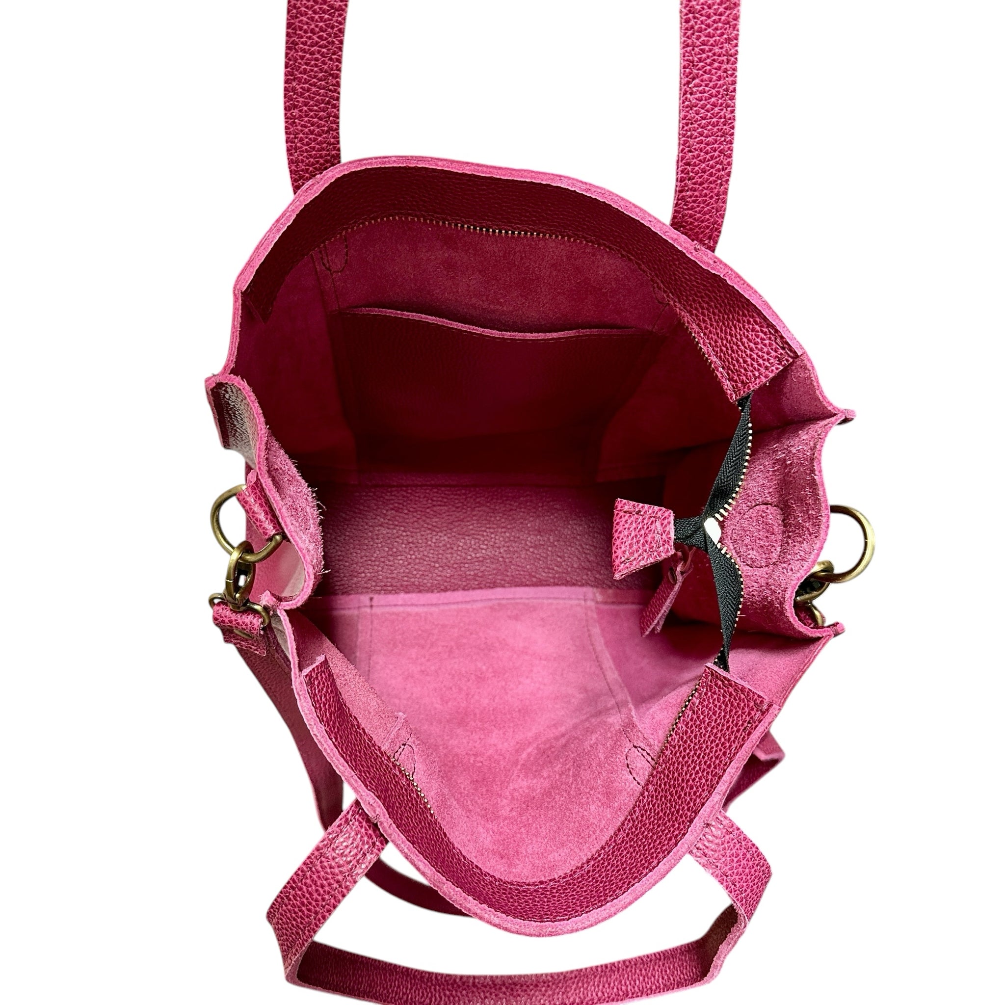 Portland Leather Raspberry Large Lola Zipper Crossbody Tote Bag