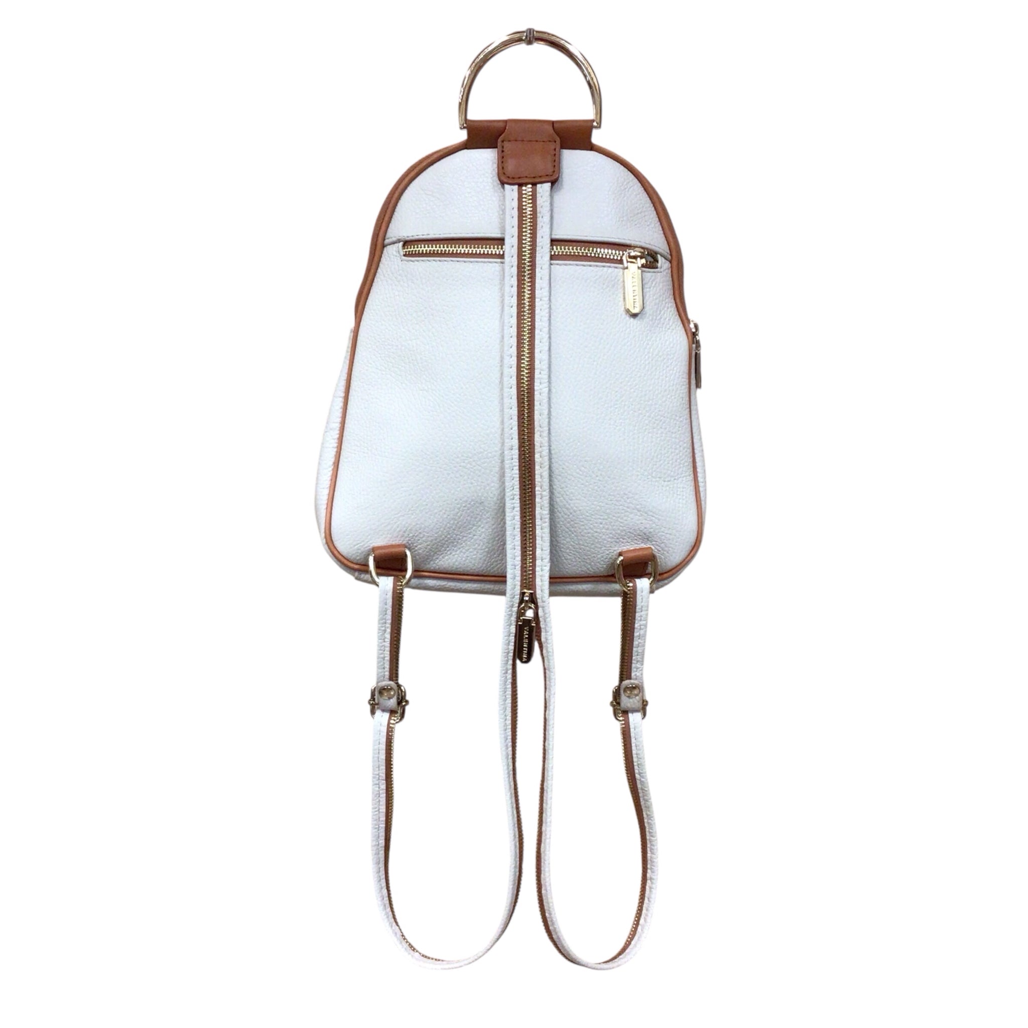 Valentina Cream Colored Italian Leather Dome Backpack