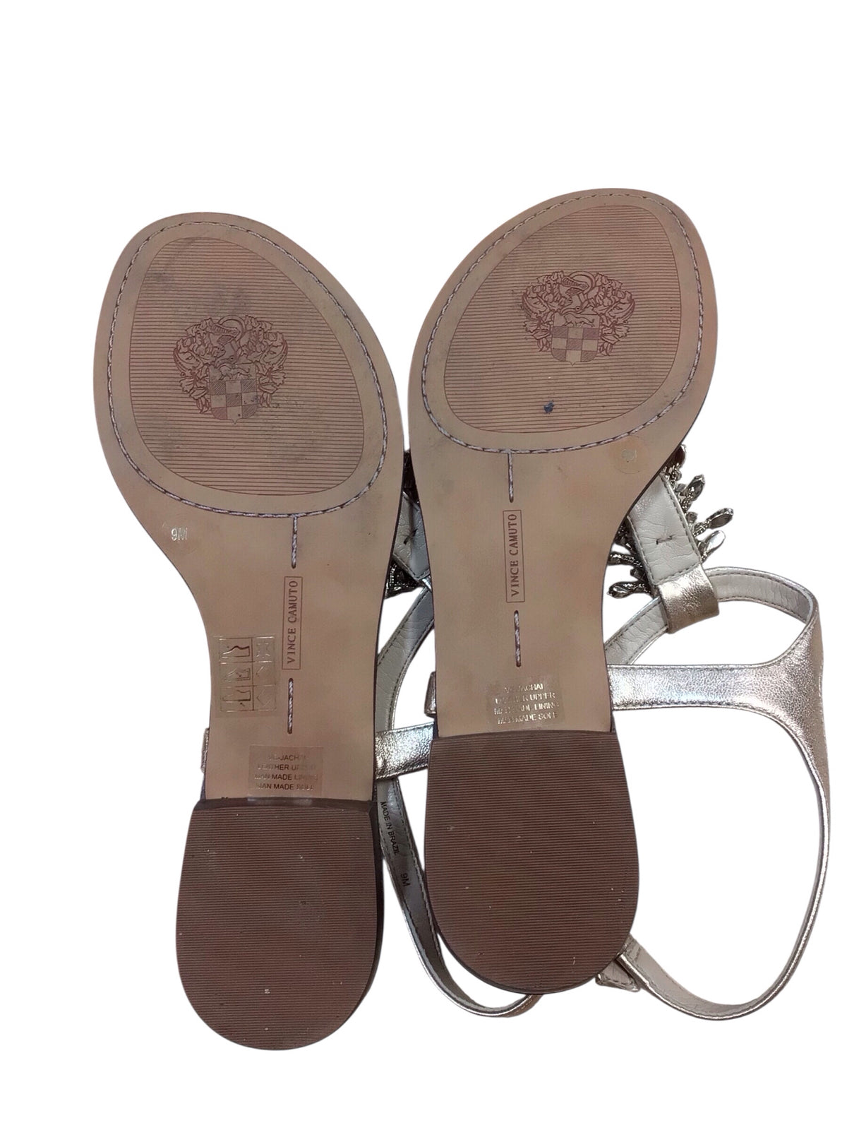 Vince Camuto "Bunniva" Gold Embellished T-strap Flat Dress Sandals Size 9