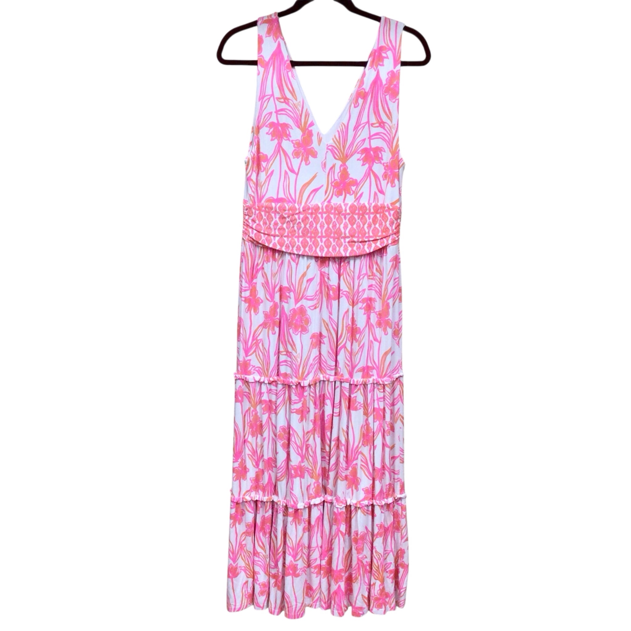 Lilly Pulitzer Skylar Midi Dress "Lovely Long Stems" Size Large
