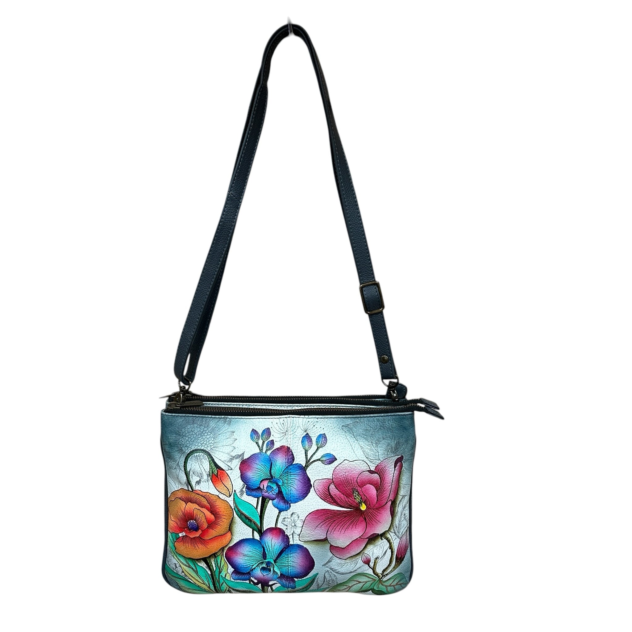 Anuschka Hand Painted Leather Crossbody Shoulder Bag