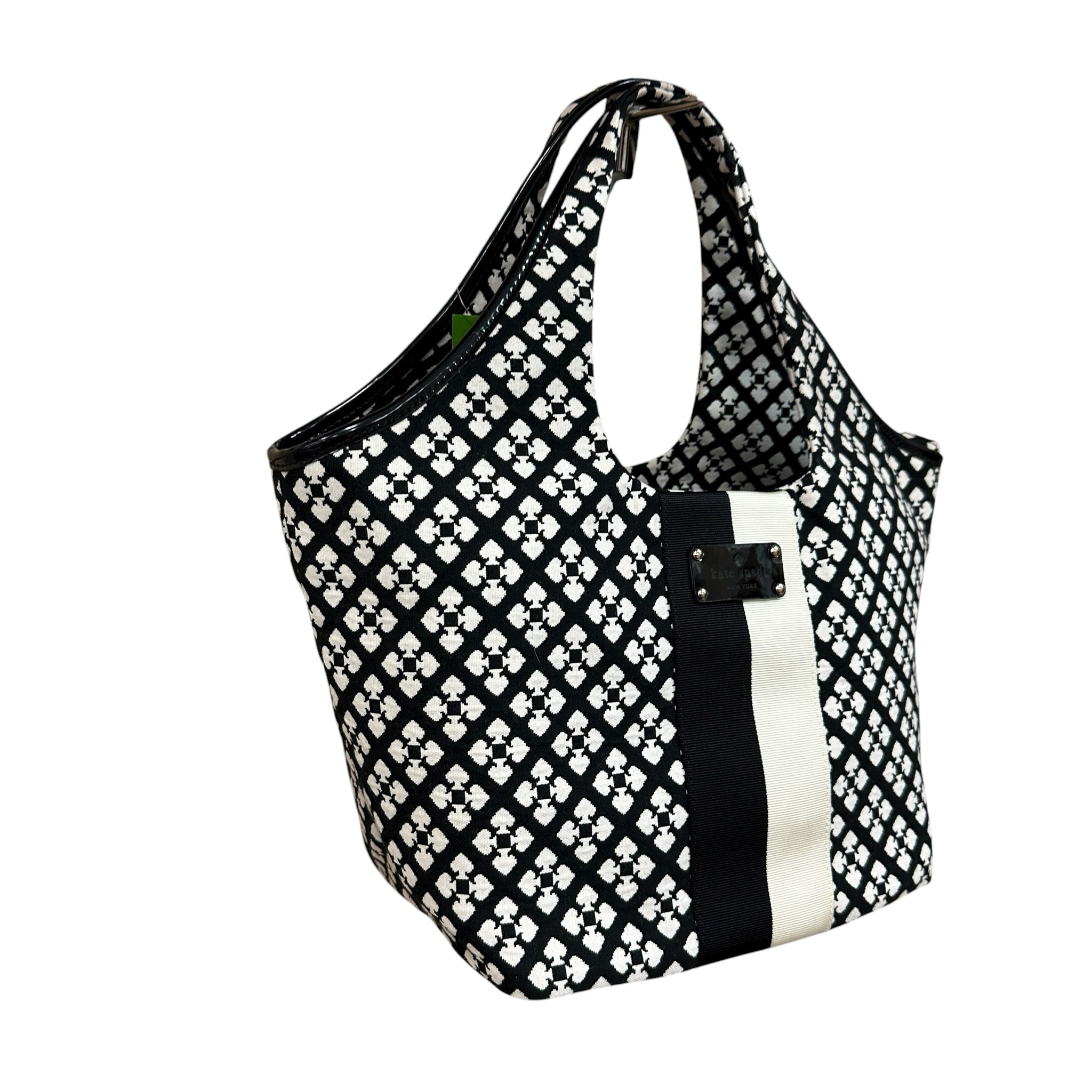 Kate Spade Large "Tate" Classic Spade Black & Cream Tote Bag