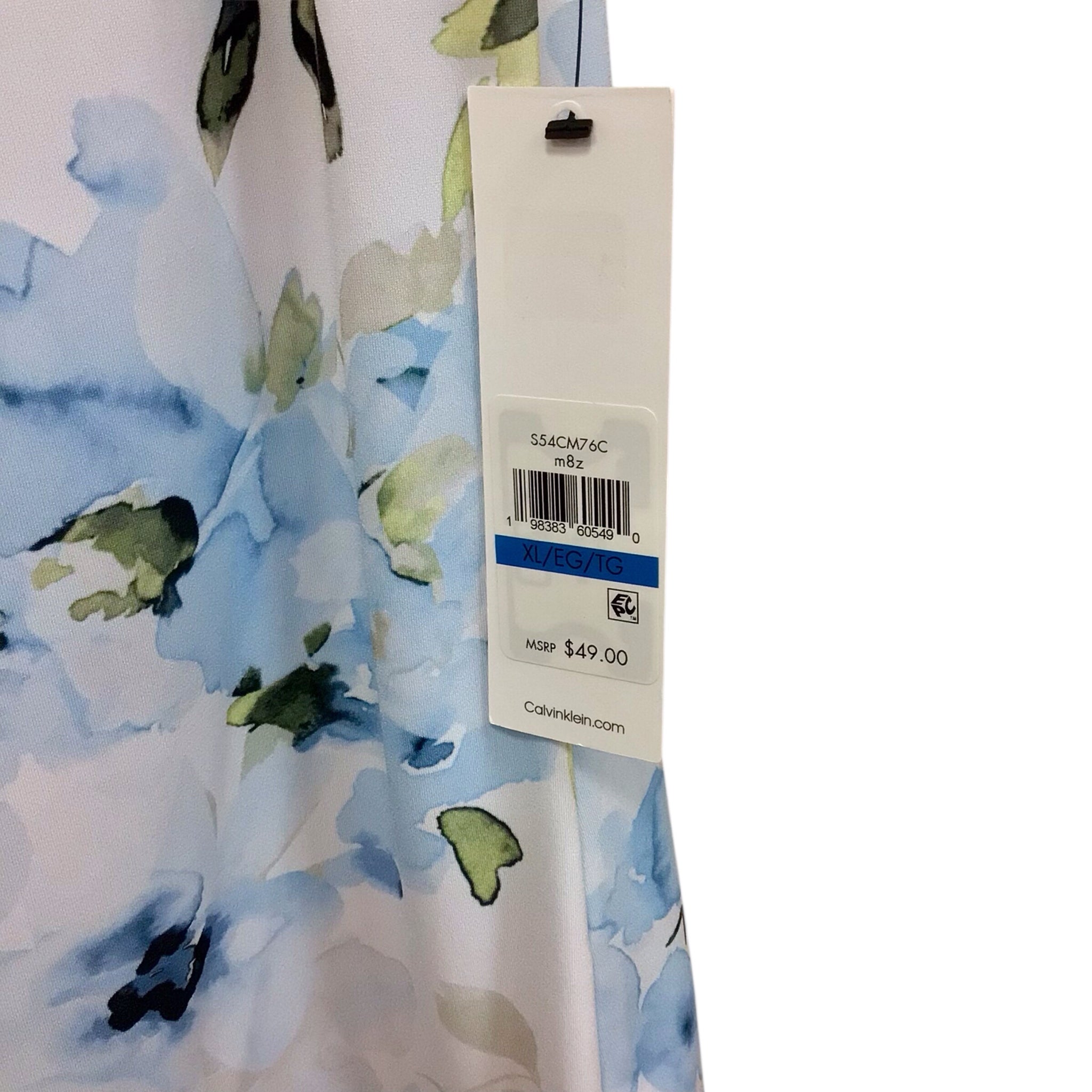 Calvin Klein Blue Floral Sleeveless Top Size XL NWT