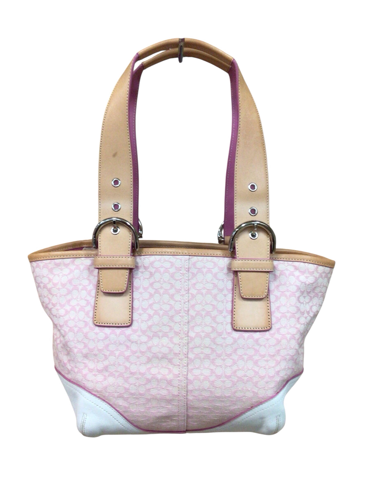 Coach 6383 Vintage Signature Canvas Pink & White Tote