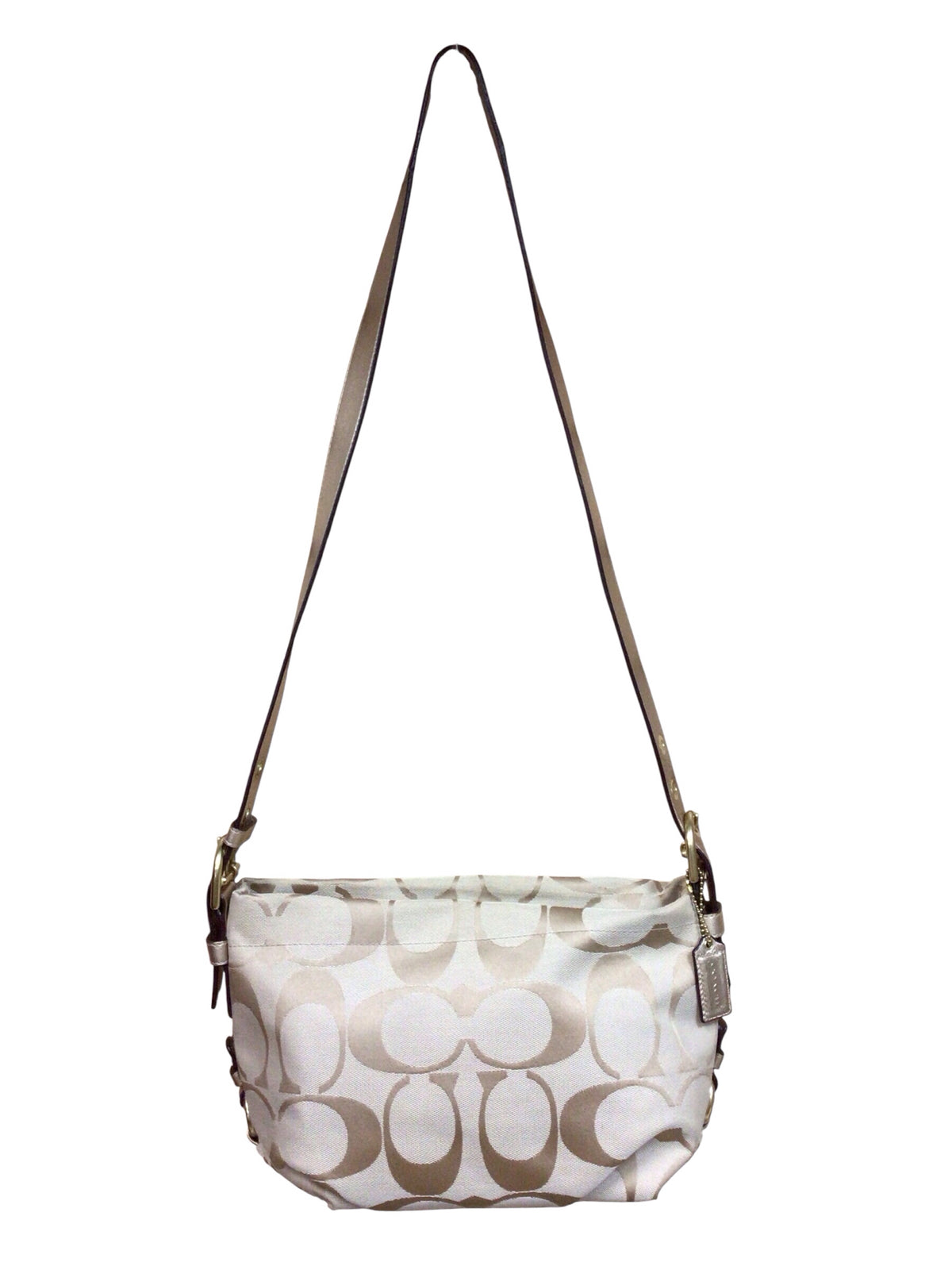 Coach F15068 East-West Hobo Gold & Tan Signature Shoulder Bag