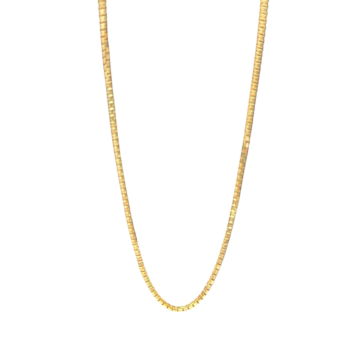 Solid 14K Yellow Gold Box Chain Necklace 24" - Italy 15.08g / 0.485 ozt