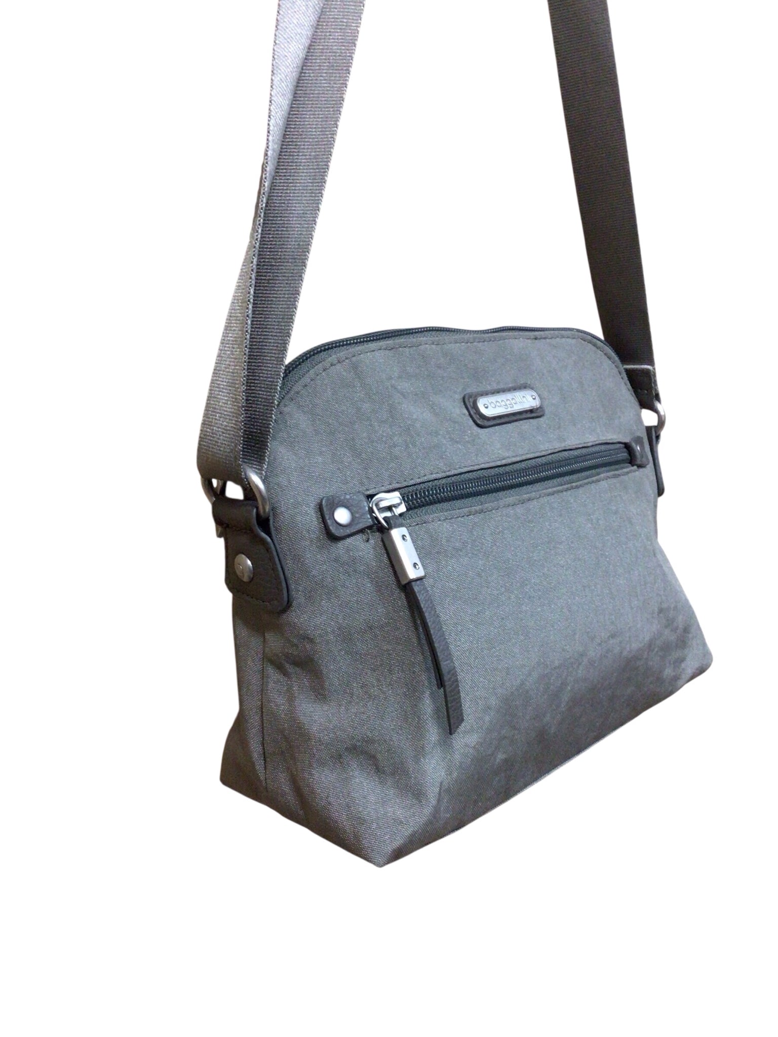 Baggalini Gray Nylon Dome Crossbody