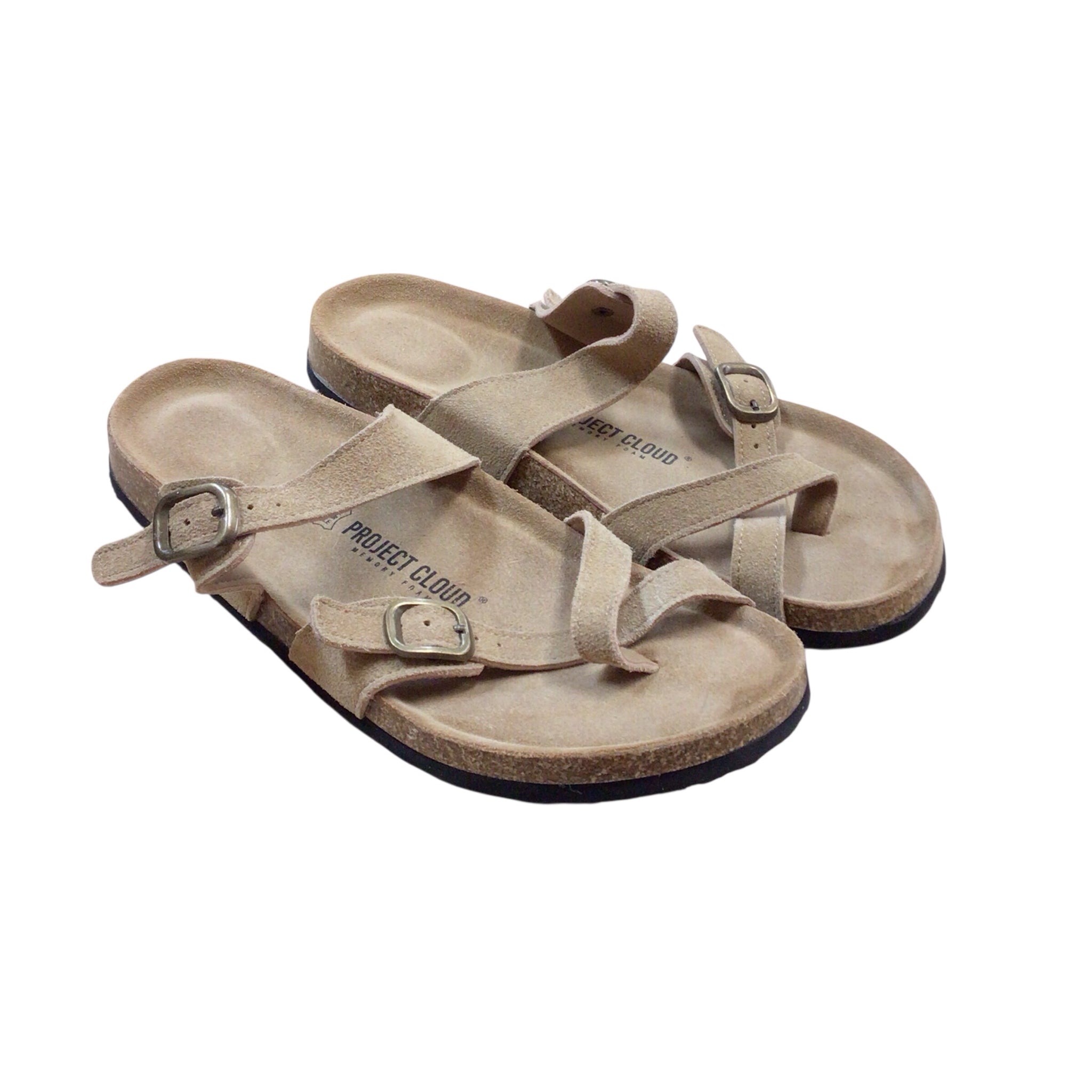 Project Cloud "Lian" Leather & Suede Tan Sandals Size 10W