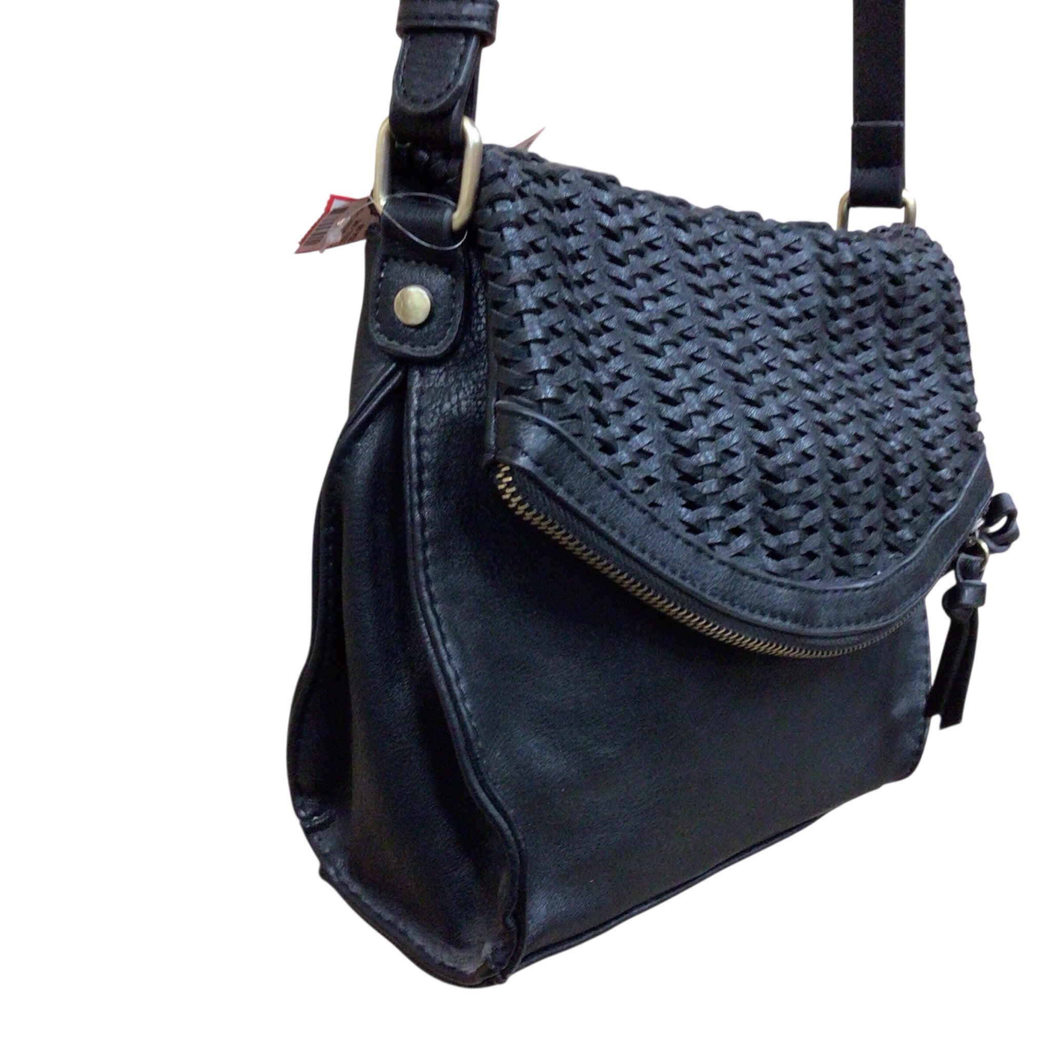 Sasha & Sofi Faux Leather Black Woven Crossbody